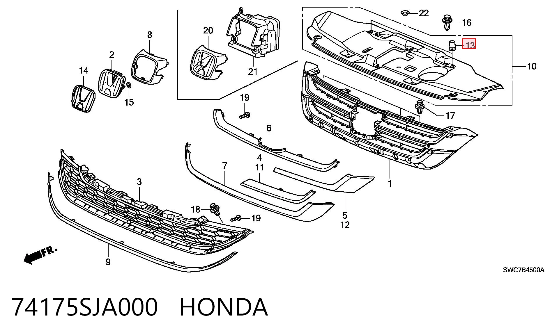 74175SJA000 Honda Буфер/отбойник капота