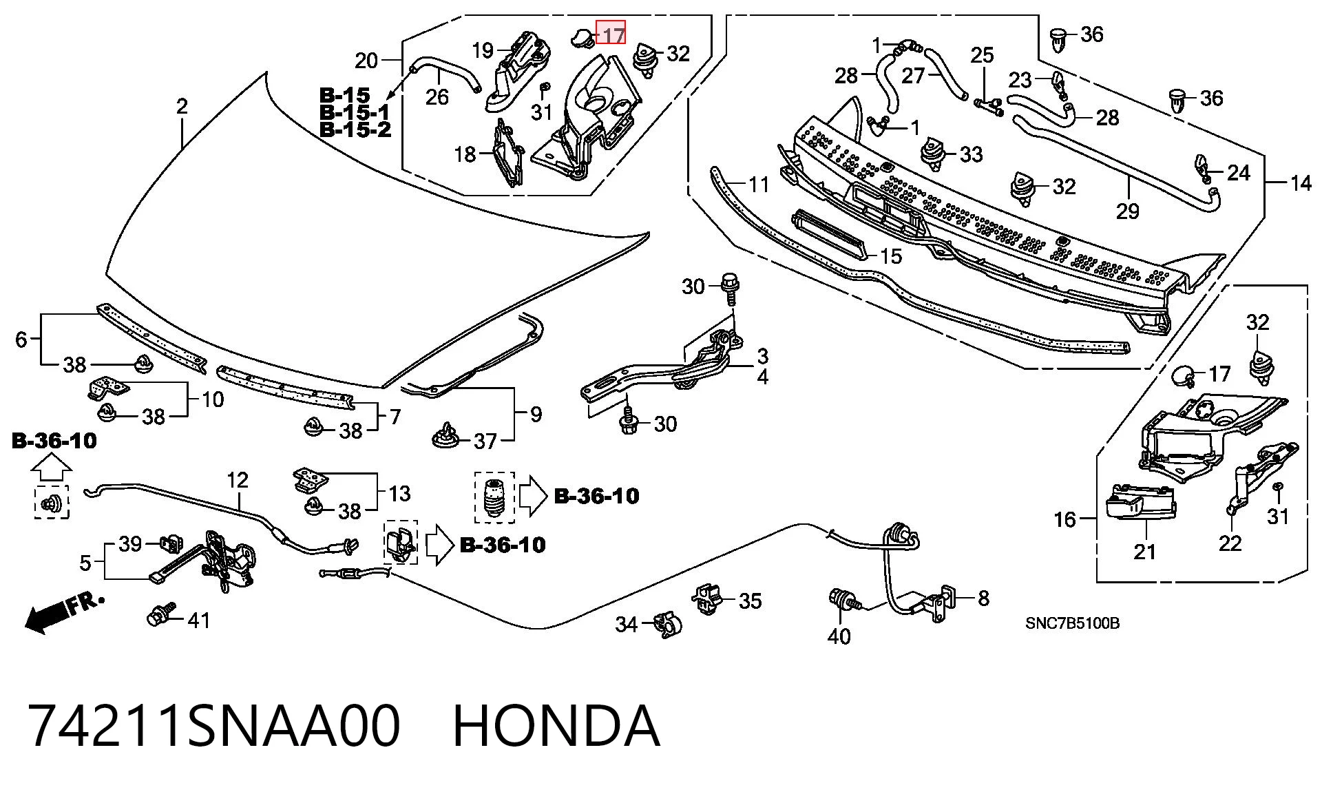 74211SNAA00 Honda Заглушка болта крепления жабо