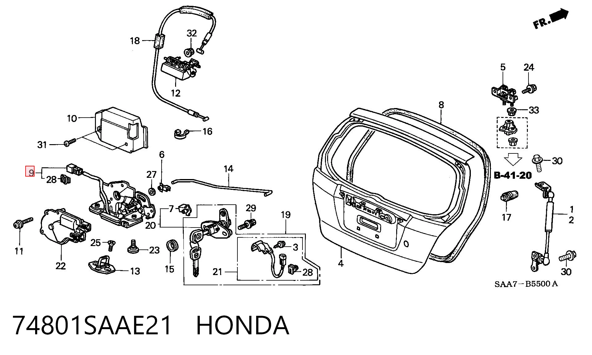 74801SAAE21 Honda Замок пятой двери
