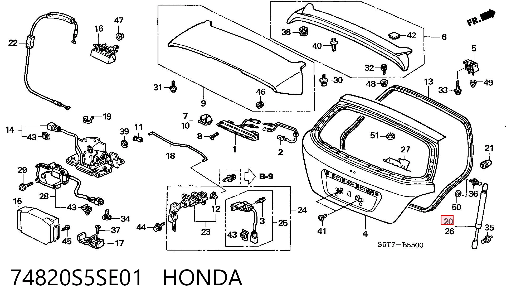  Амортизатор багажника Honda Civic 7