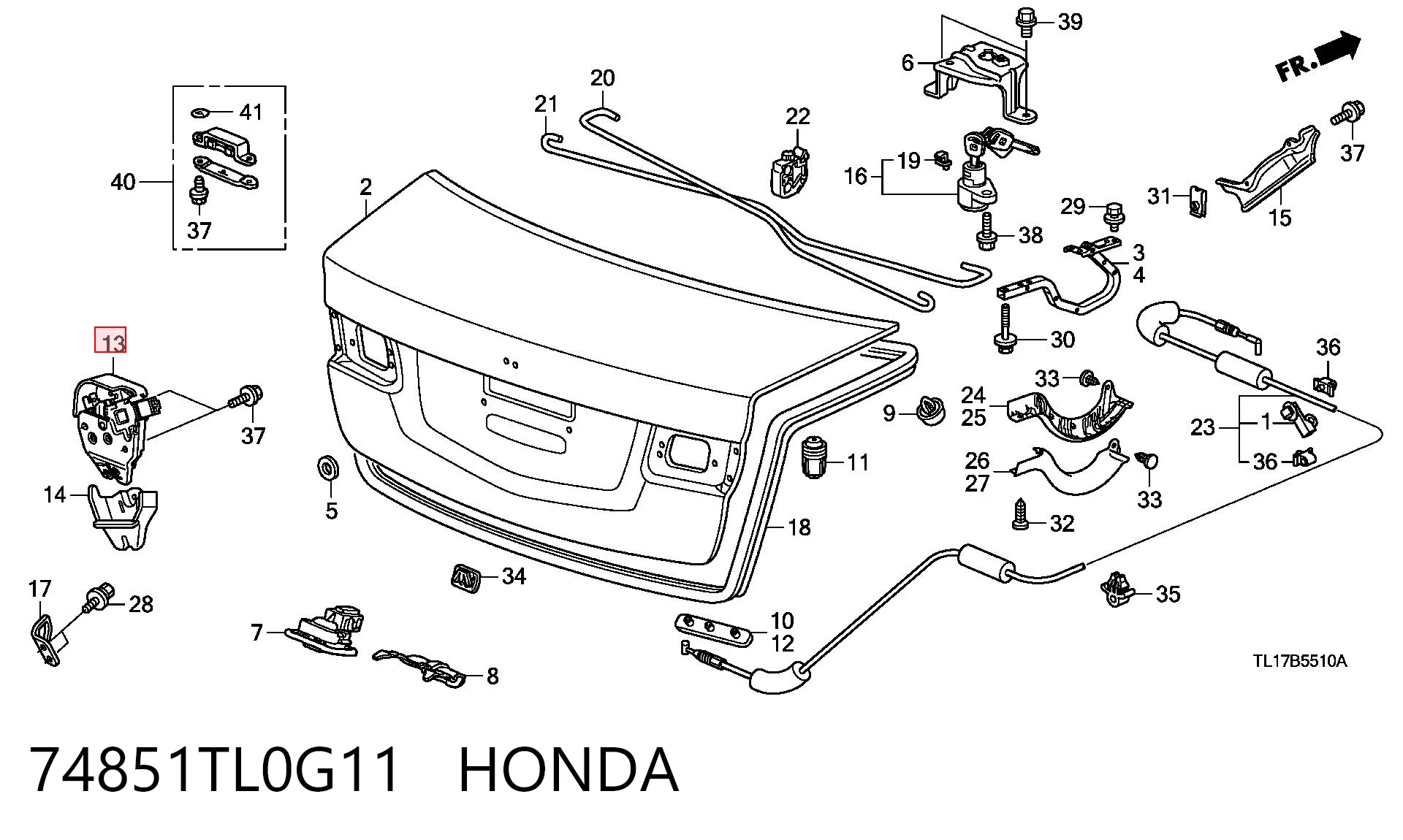 74851TL0G11 Honda Замок пятой двери