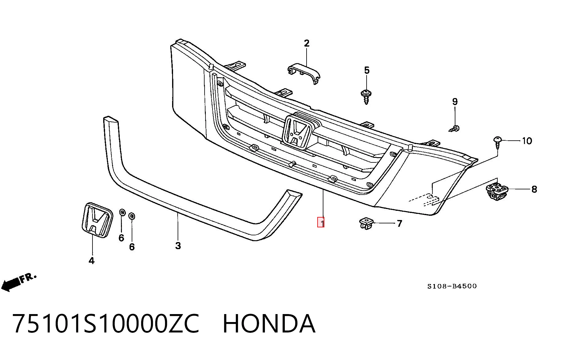 Облицовка радиатора Honda CR-V I внедорожник (RD) (1995 - 2002) цена, от 18.85 USD