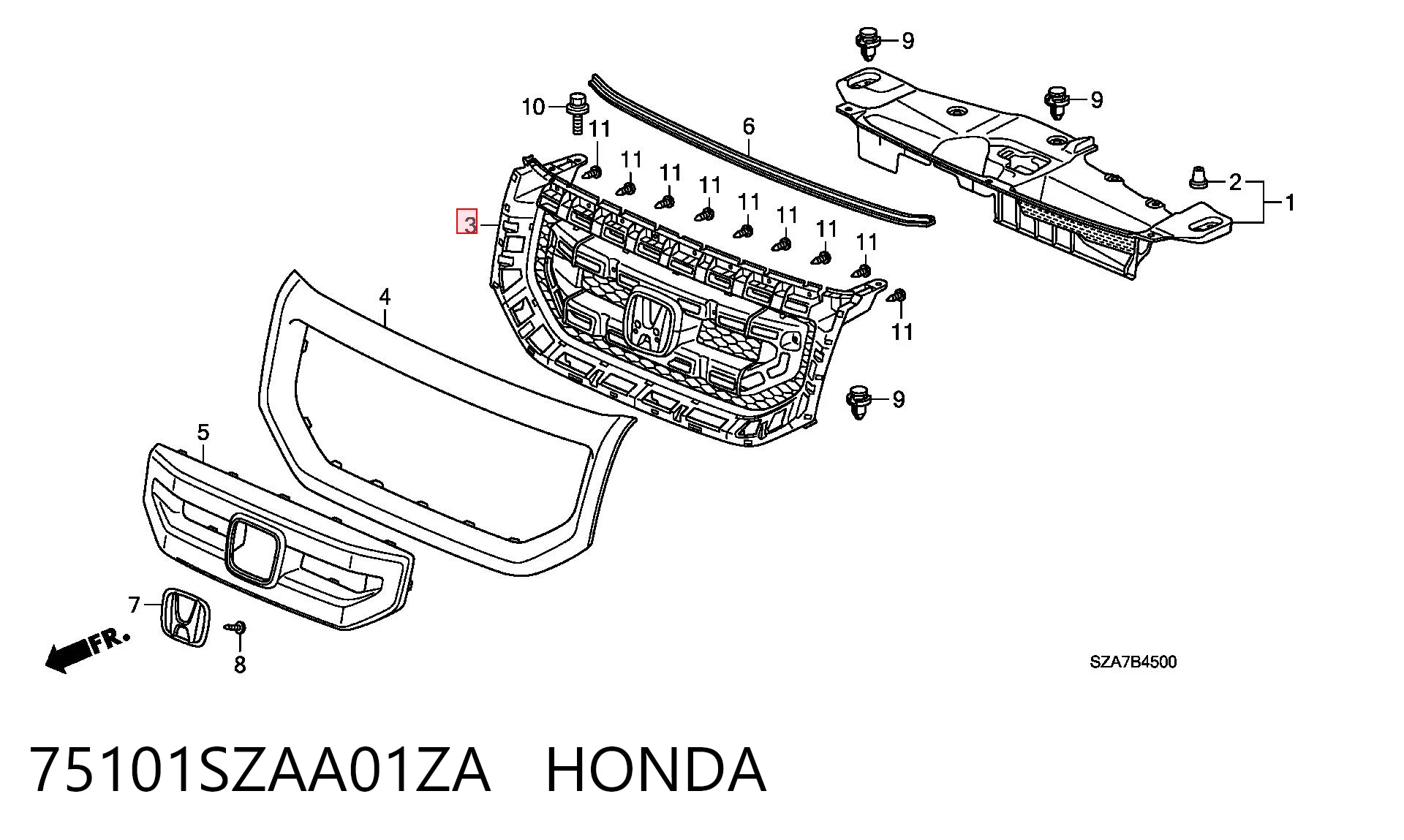 Решетка радиатора на Honda Pilot II 