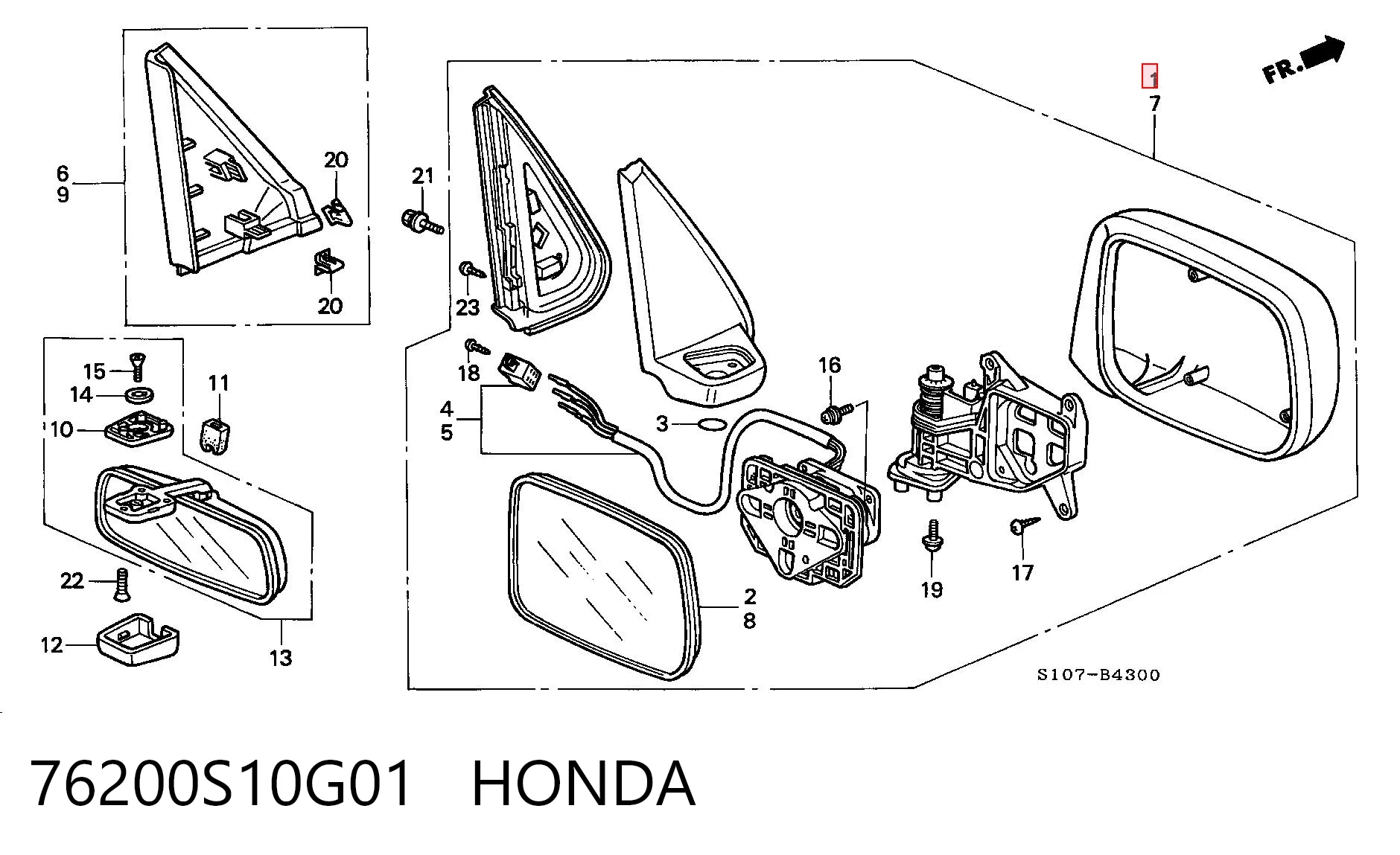  Правое зеркало Honda CR-V 1