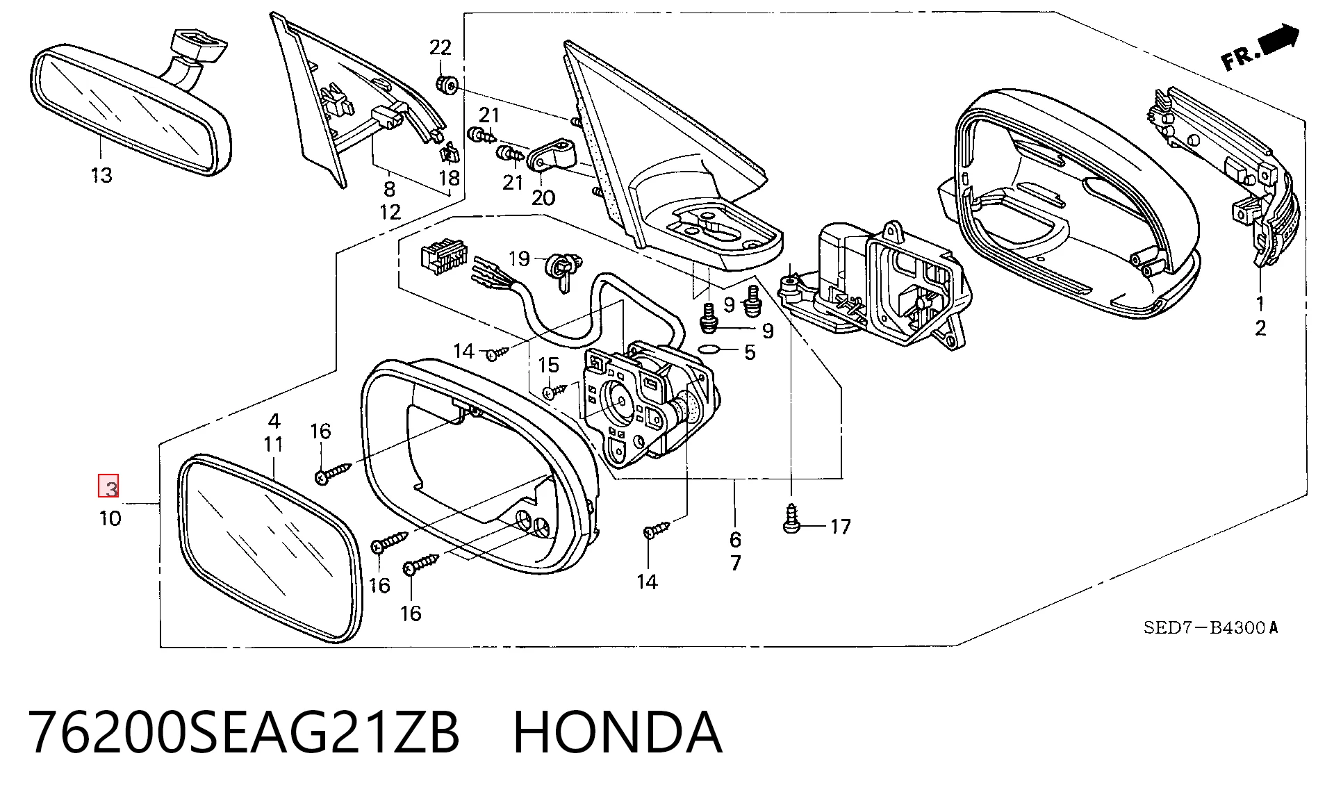 Зеркало заднего вида правое на Honda Accord VII CL, CM