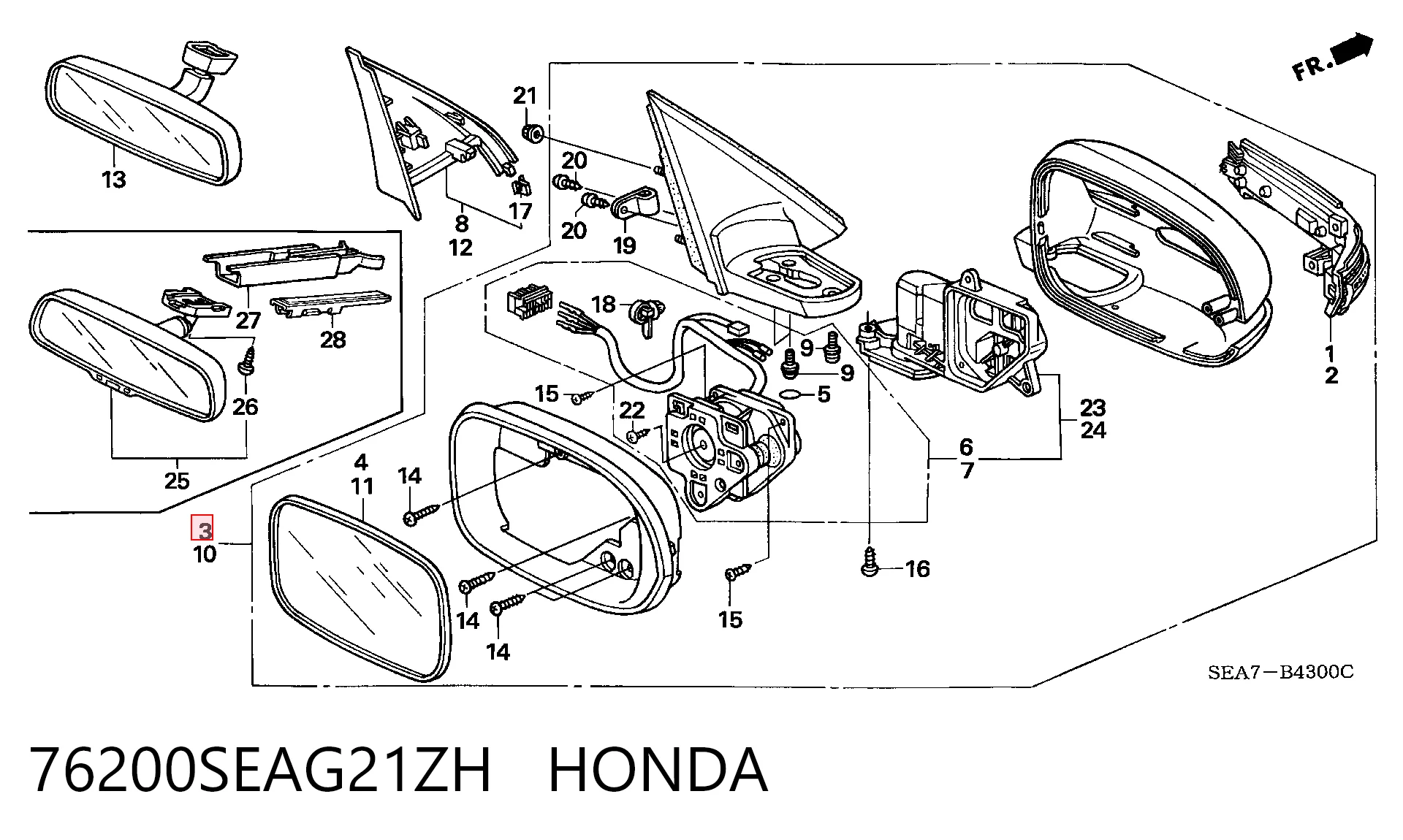 Зеркало заднего вида правое на Honda Accord VII CL, CM