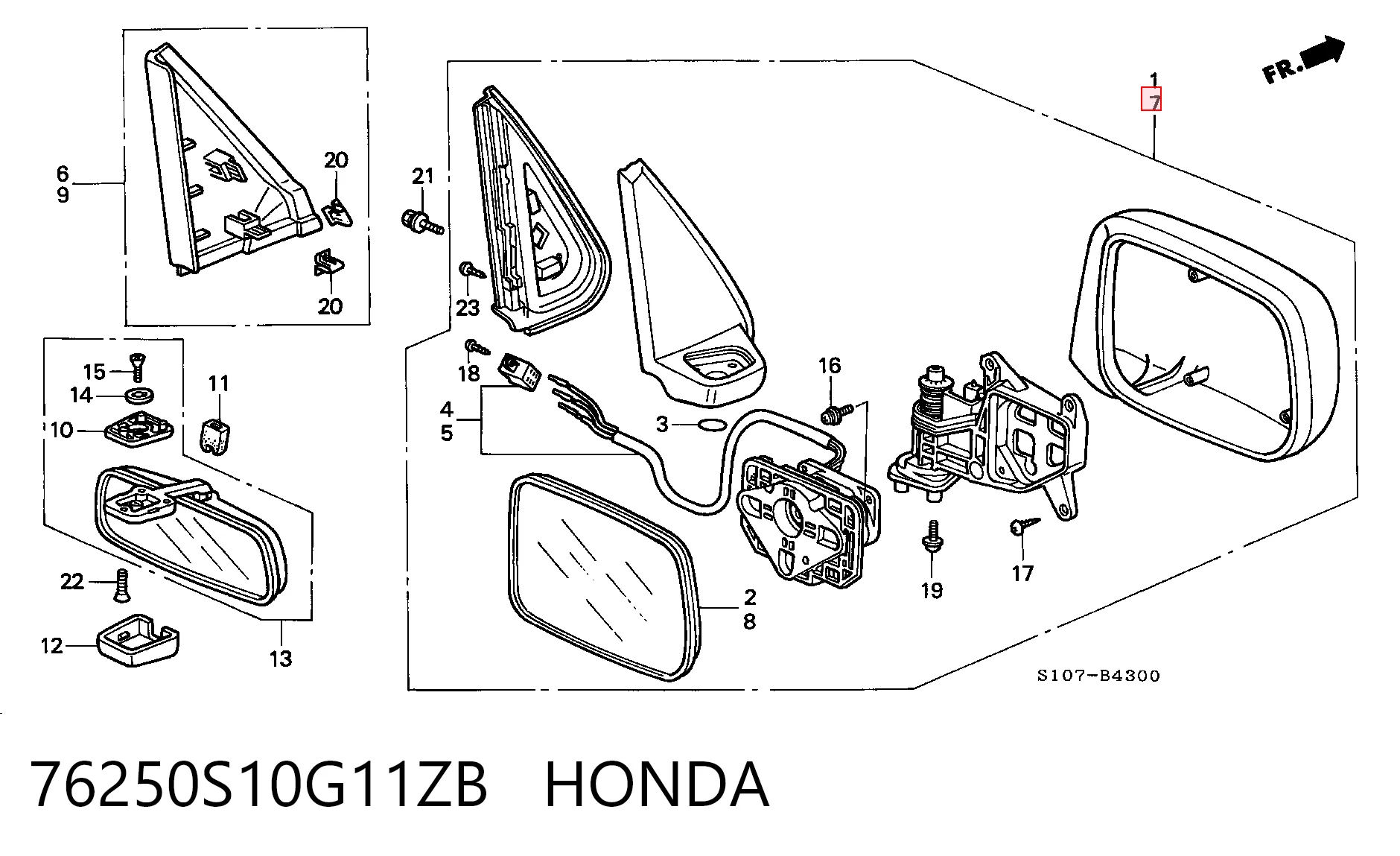 Левое боковое зеркало на Honda CR-V I RD
