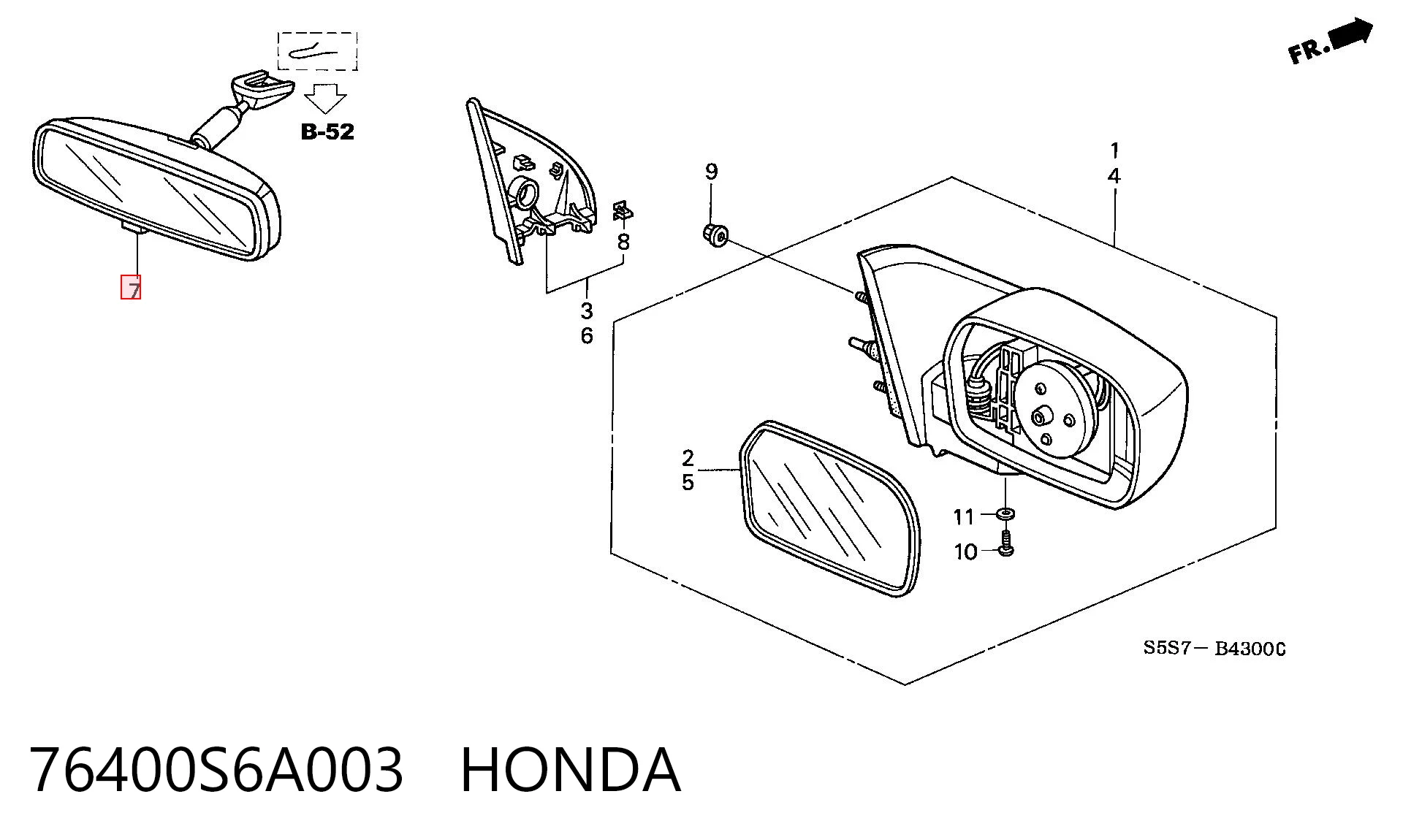 76400S6A003 Honda Зеркало заднего вида в салоне