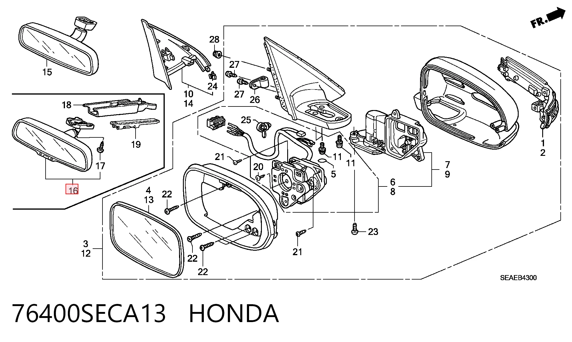 Зеркало салона внутреннее Honda CR-V III внедорожник (RE) (2006 - 2011) цена, от 12.76 USD
