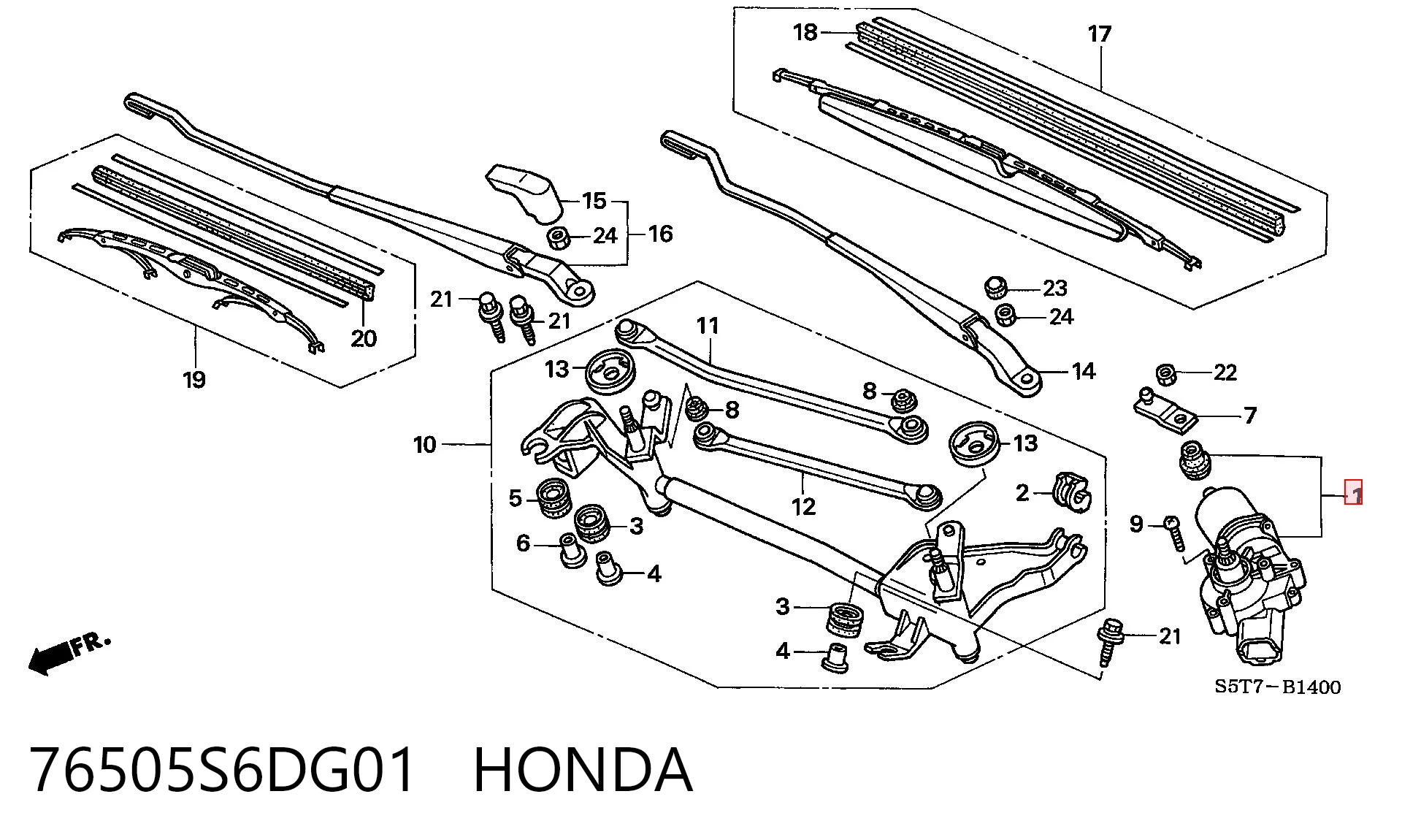Мотор стеклоочистителя передний на Honda Civic VII EU, EP, EV