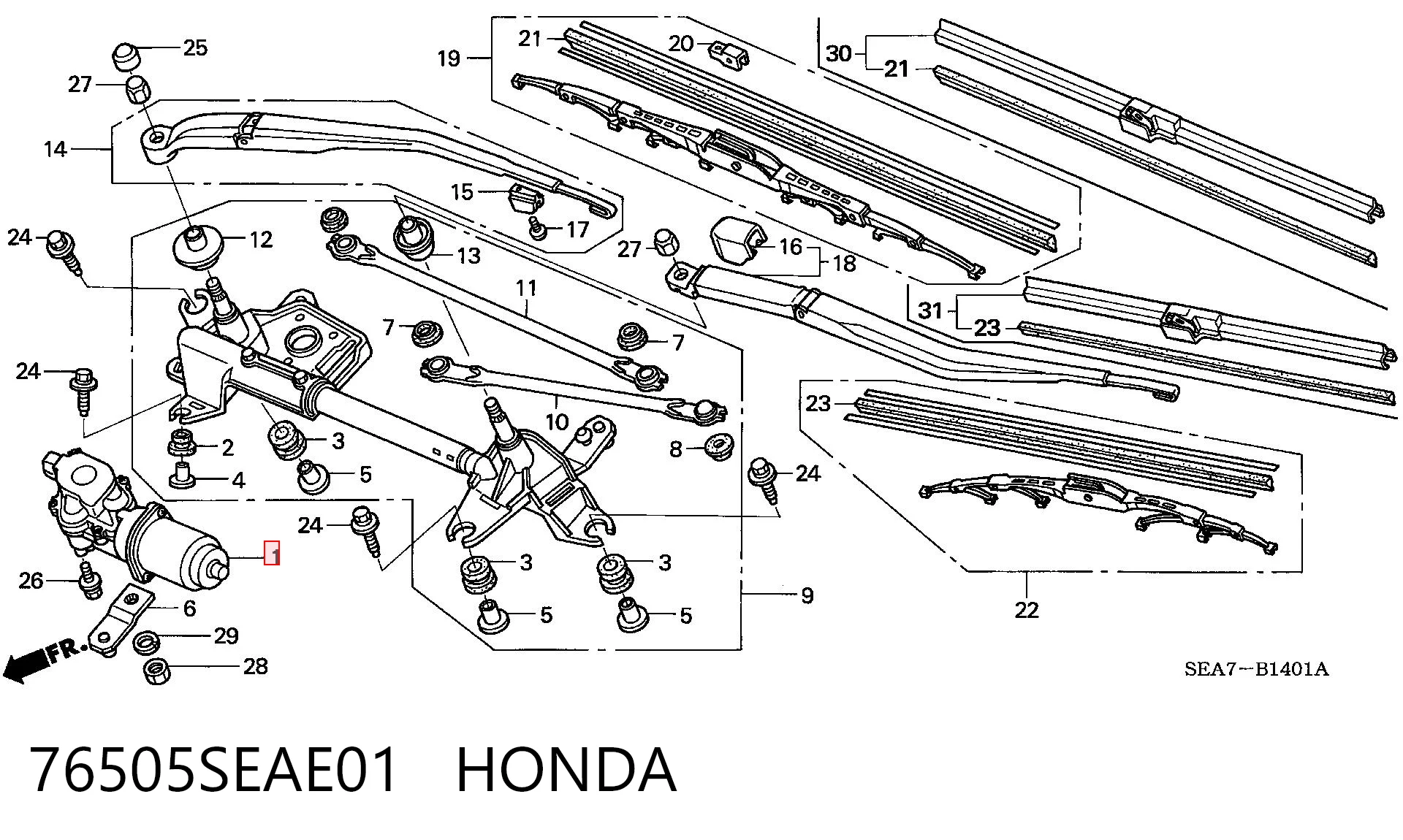 Мотор стеклоочистителя передний на Honda Accord VII CL, CM