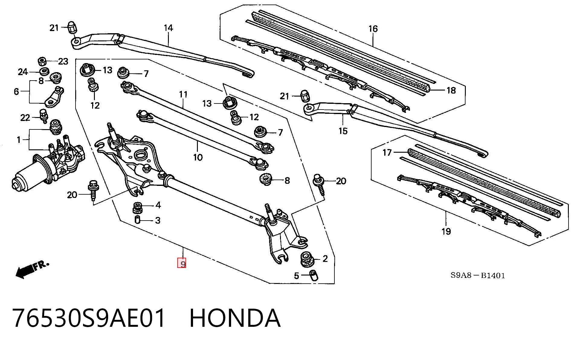Трапеция щеток лобового стекла Honda CR-V II внедорожник (RD) (2002 - 2006) цена, от 52.07 USD