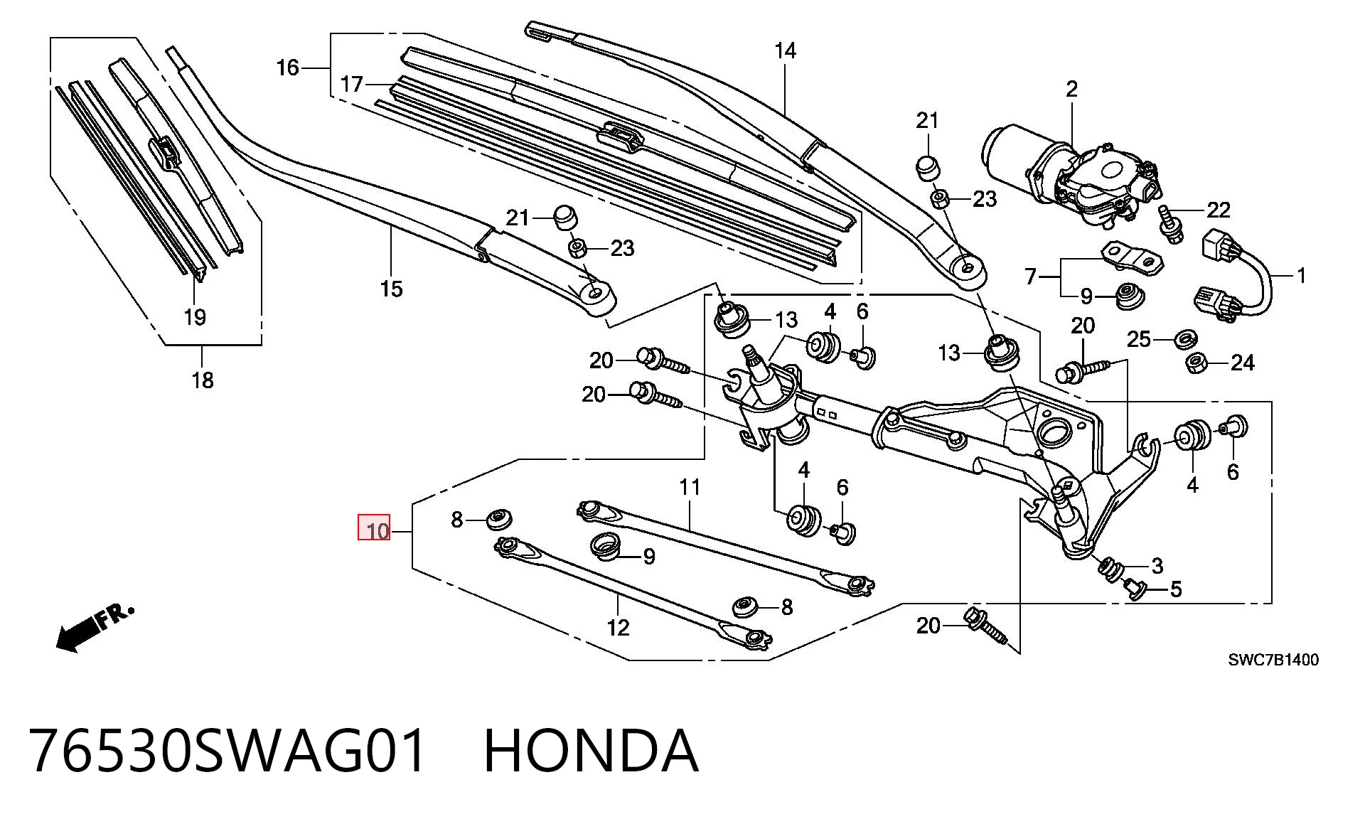 76530SWAG01 Honda Трапеция стеклоочистителя