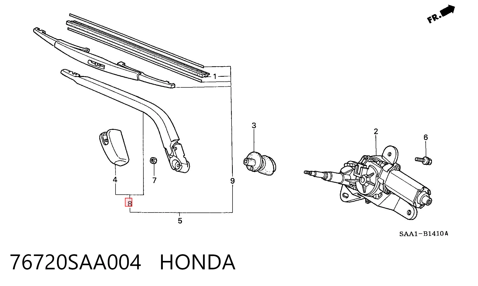 76720SAA004 Honda Рычаг-поводок дворника заднего стекла