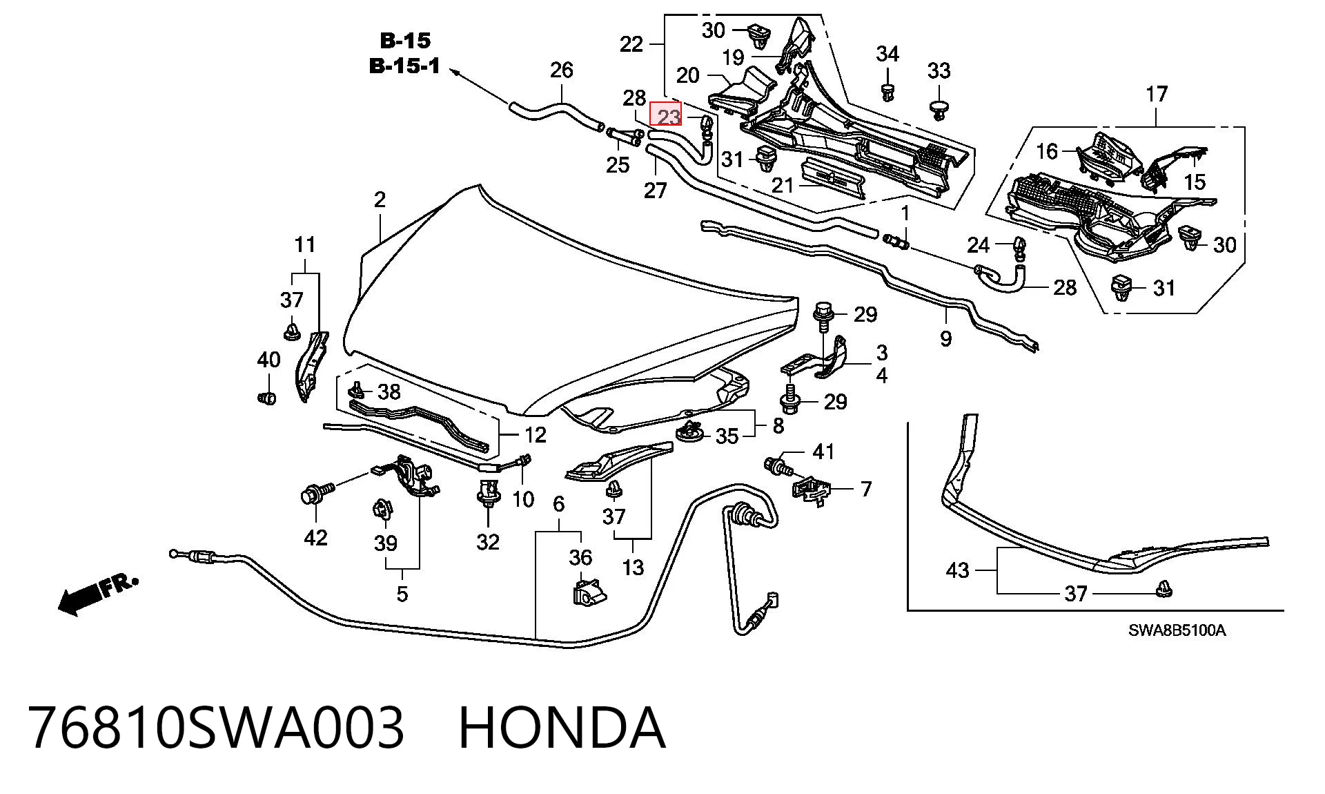 76810SWA003 Honda Веерная форсунка омывателя