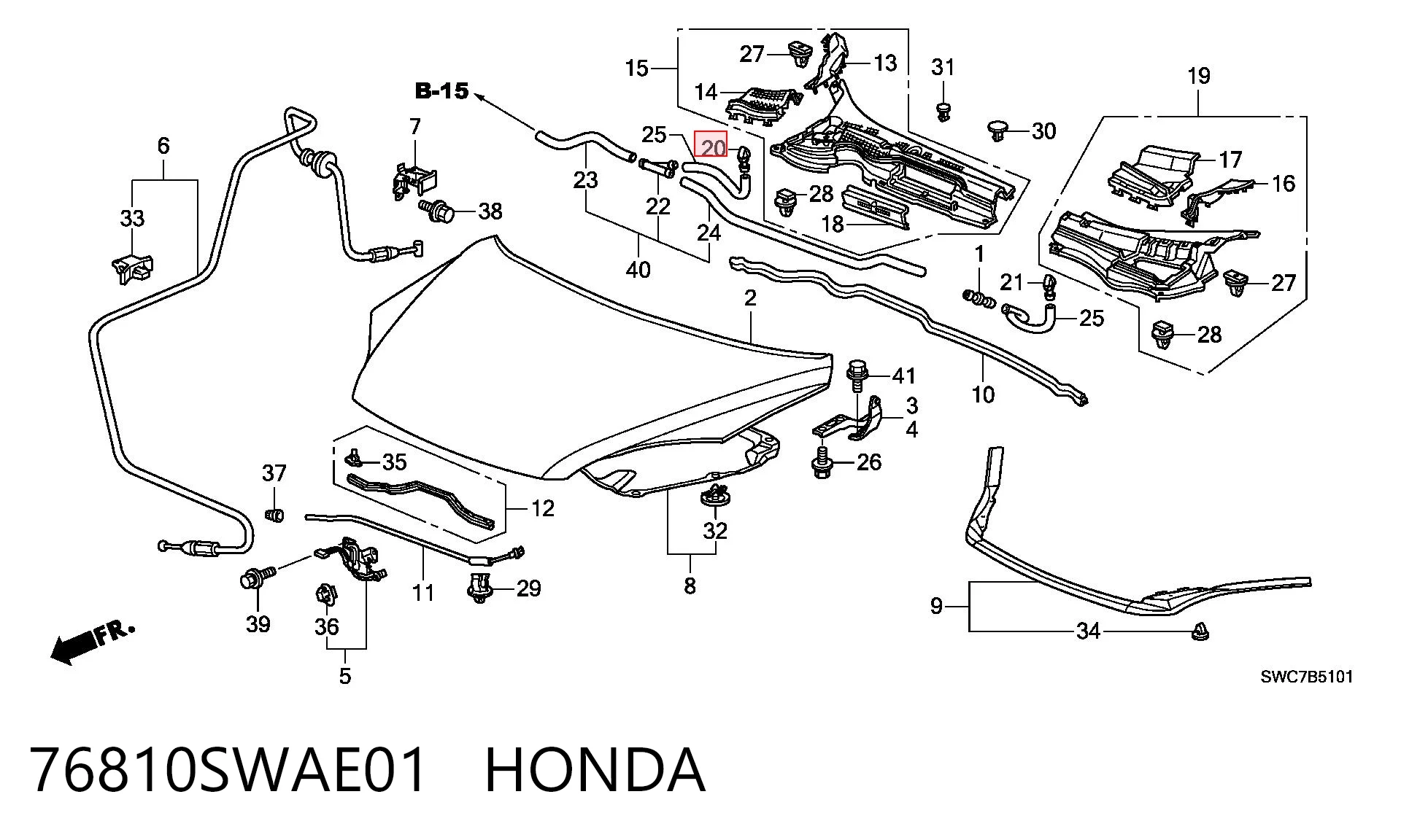 76810SWAE01 Honda Веерная форсунка омывателя