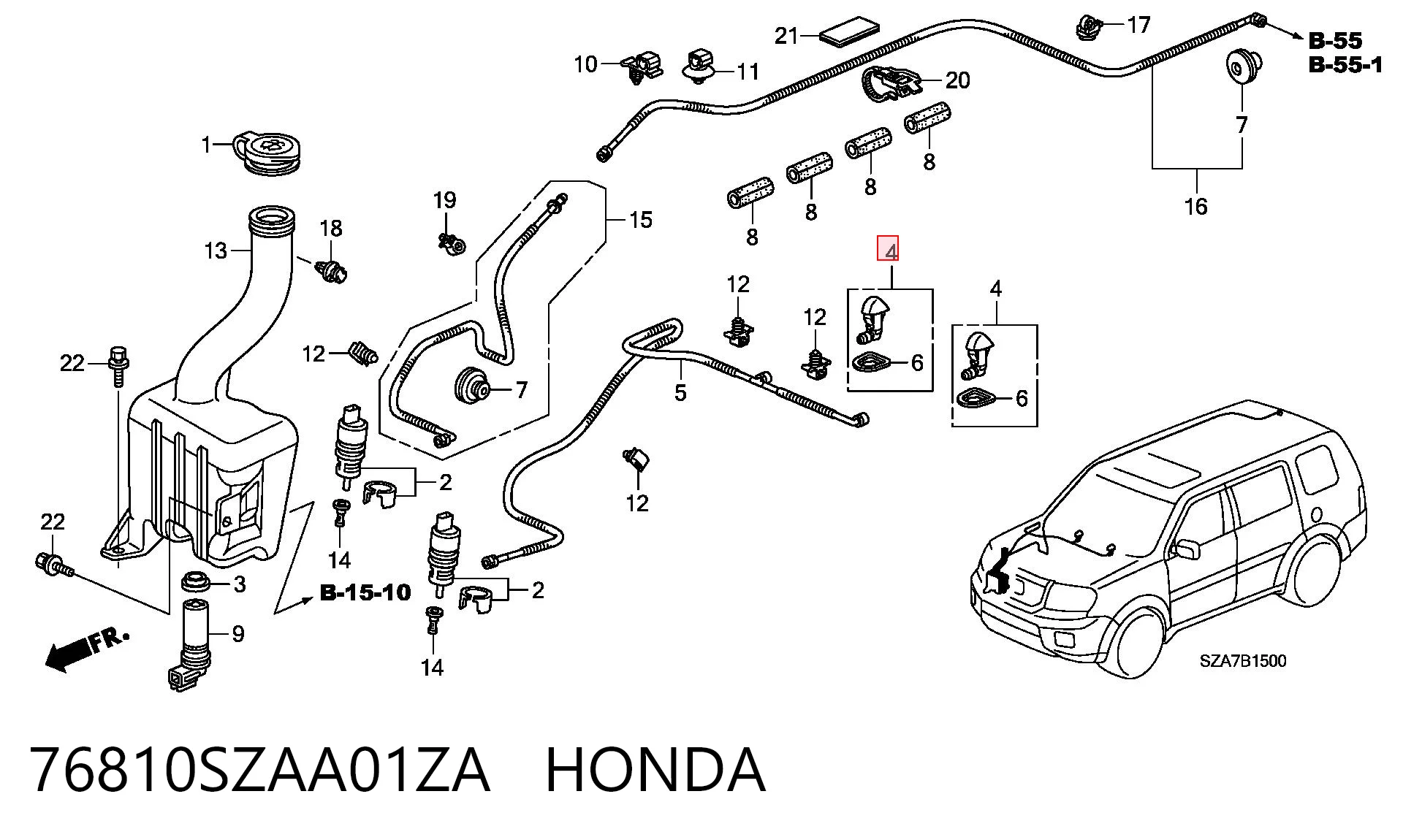 76810SZAA01ZA Honda Веерная форсунка омывателя