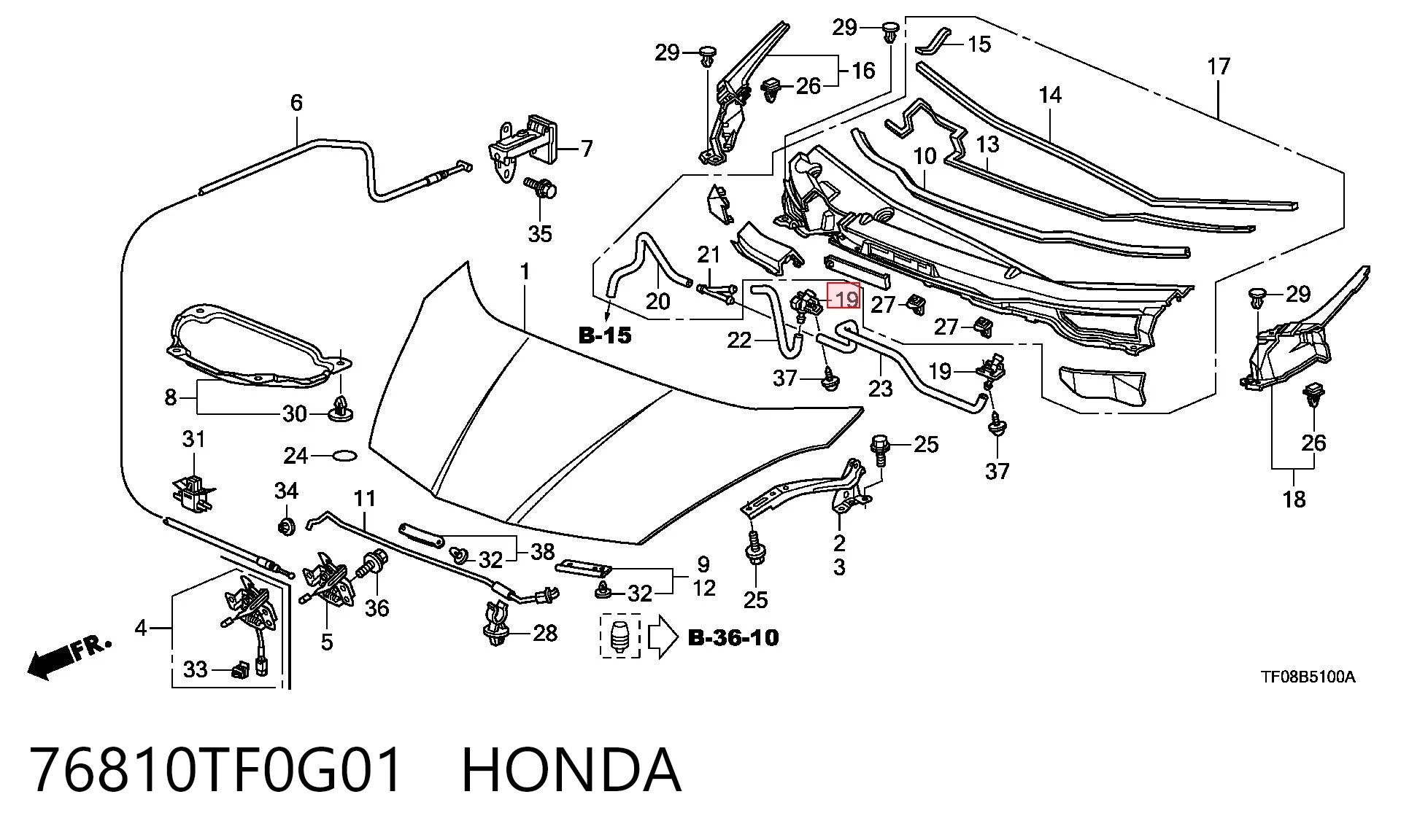 76810TF0G01 Honda Веерная форсунка омывателя