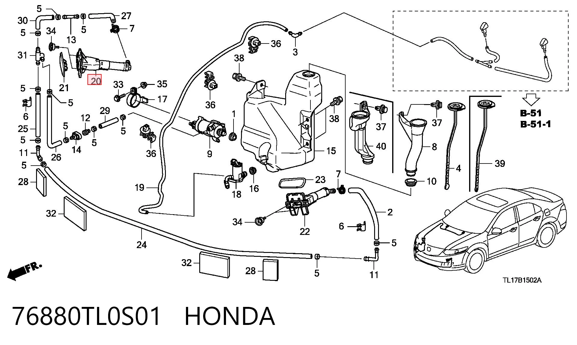 76880TL0S01 Honda Сопло омывателя фары передней, правой