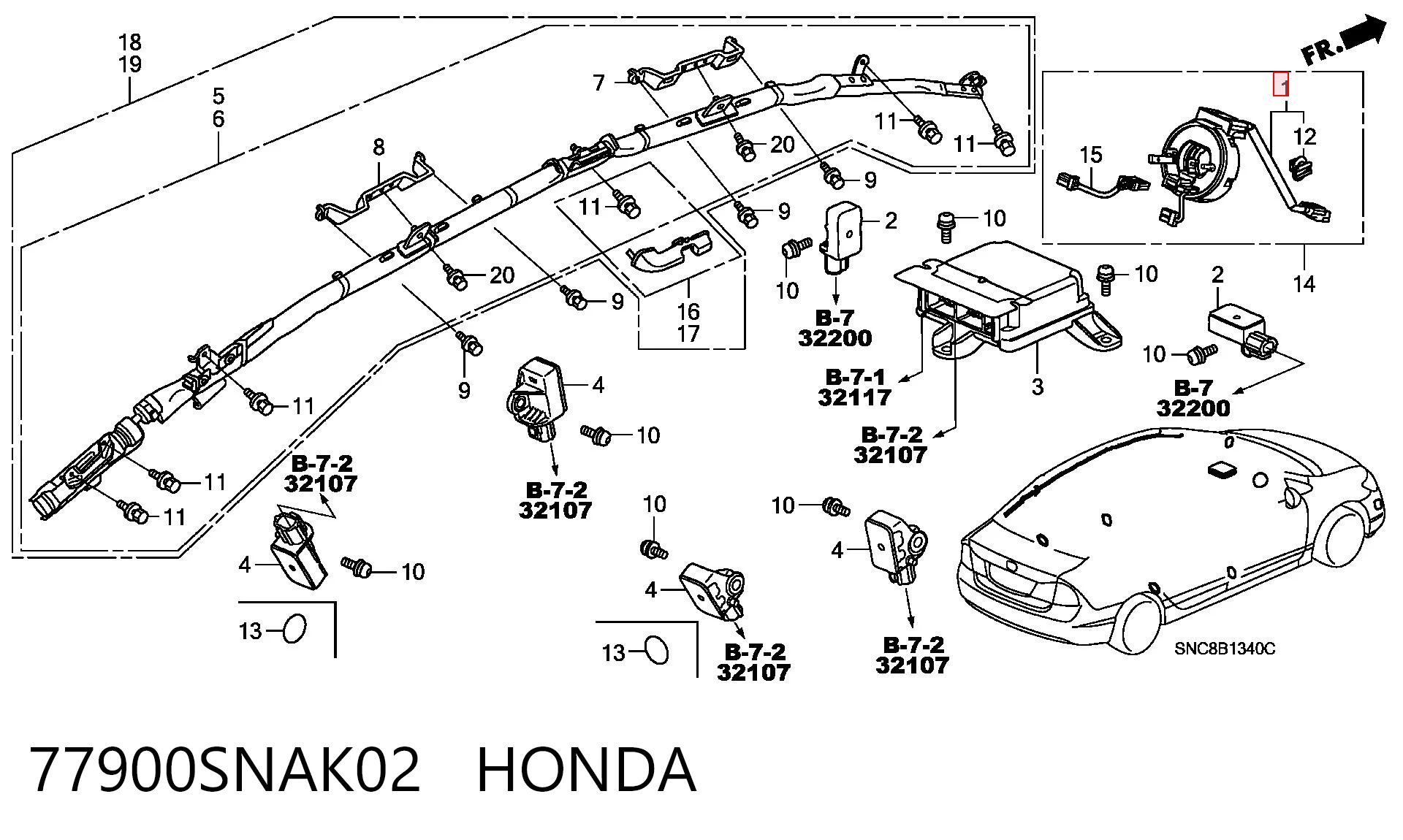77900SNAK02 Honda Кольцо подушки безопасности