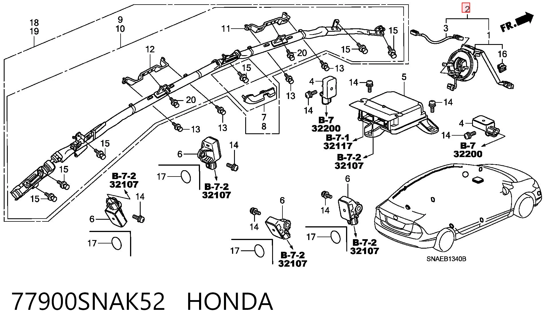77900SNAK52 Honda Кольцо подушки безопасности