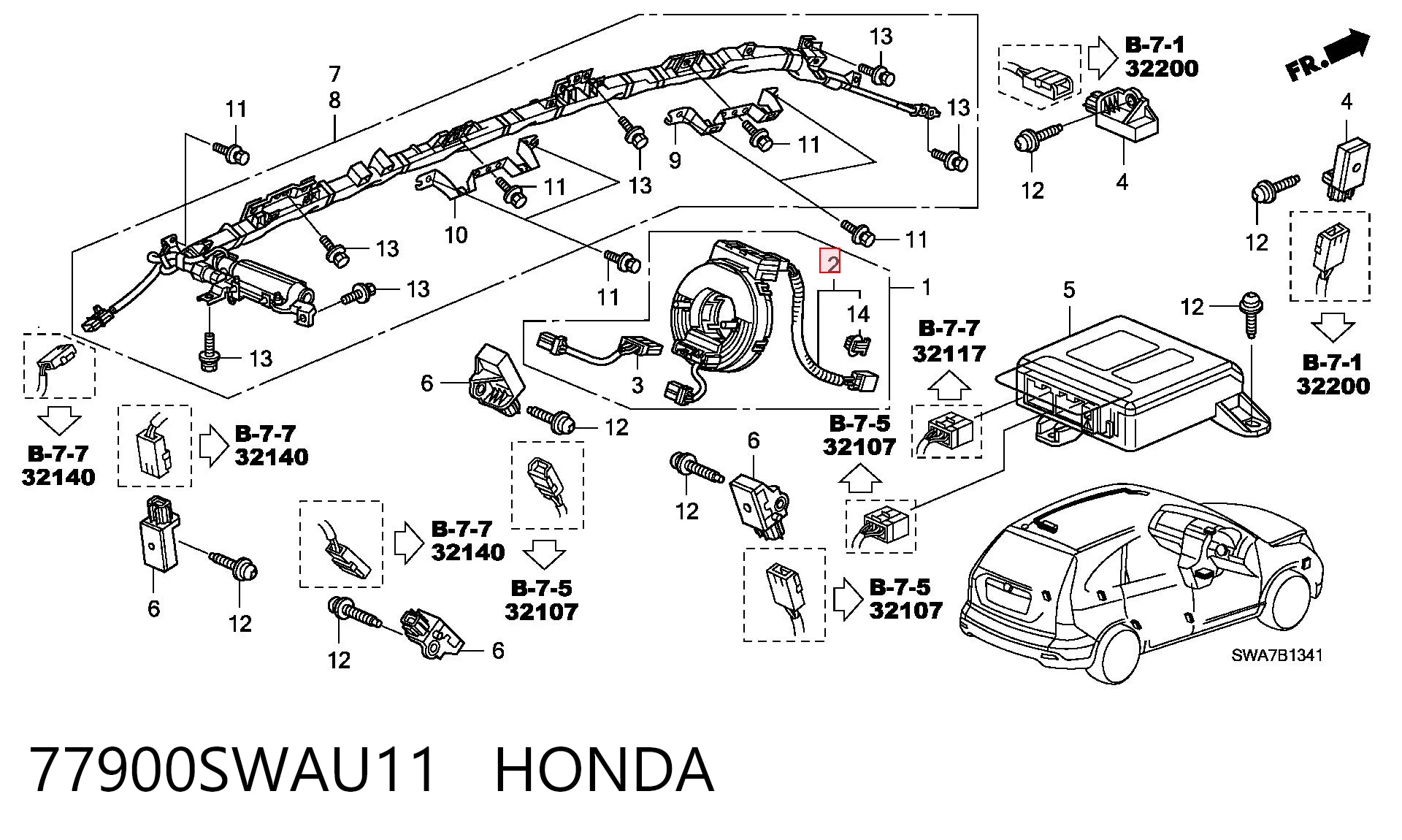  Шлейф руля Honda Civic 8