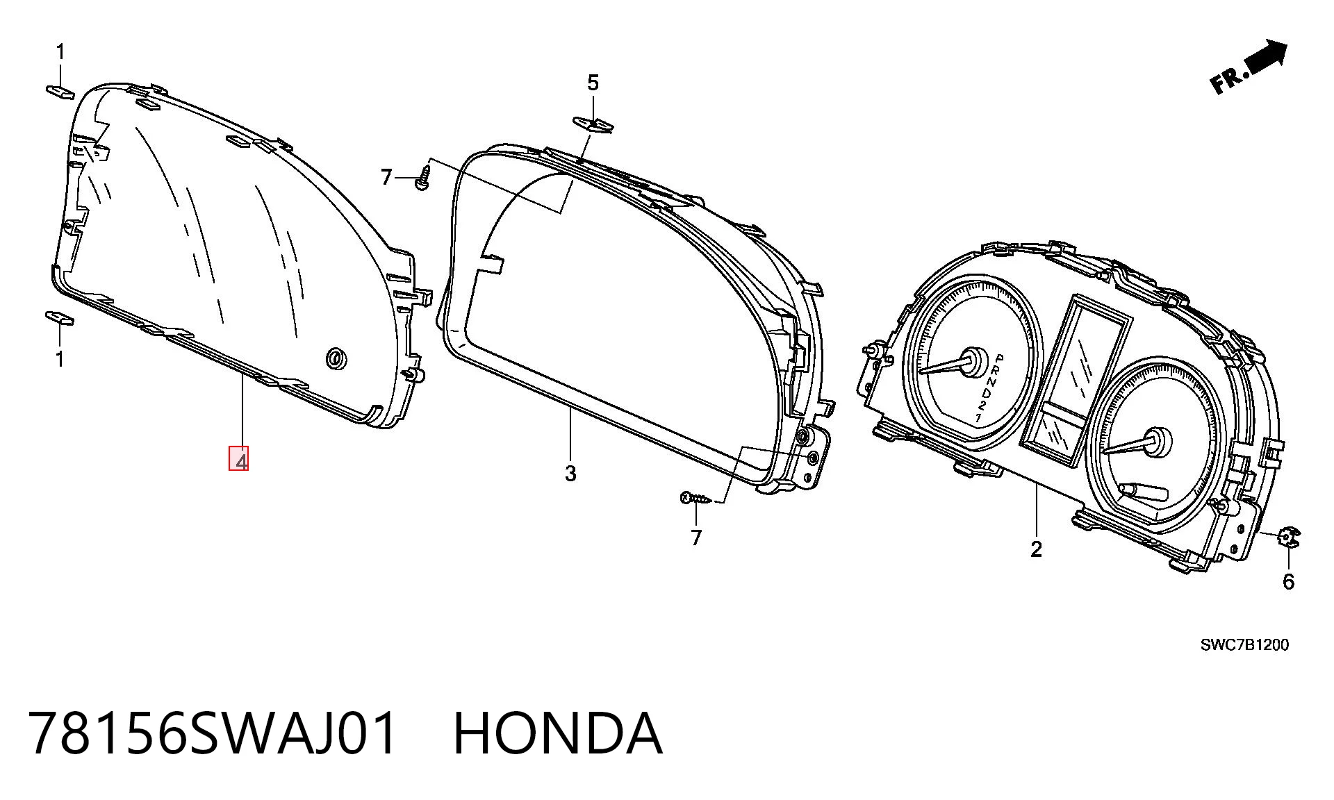 78156SWAJ01 Honda Стекло щитка приборов