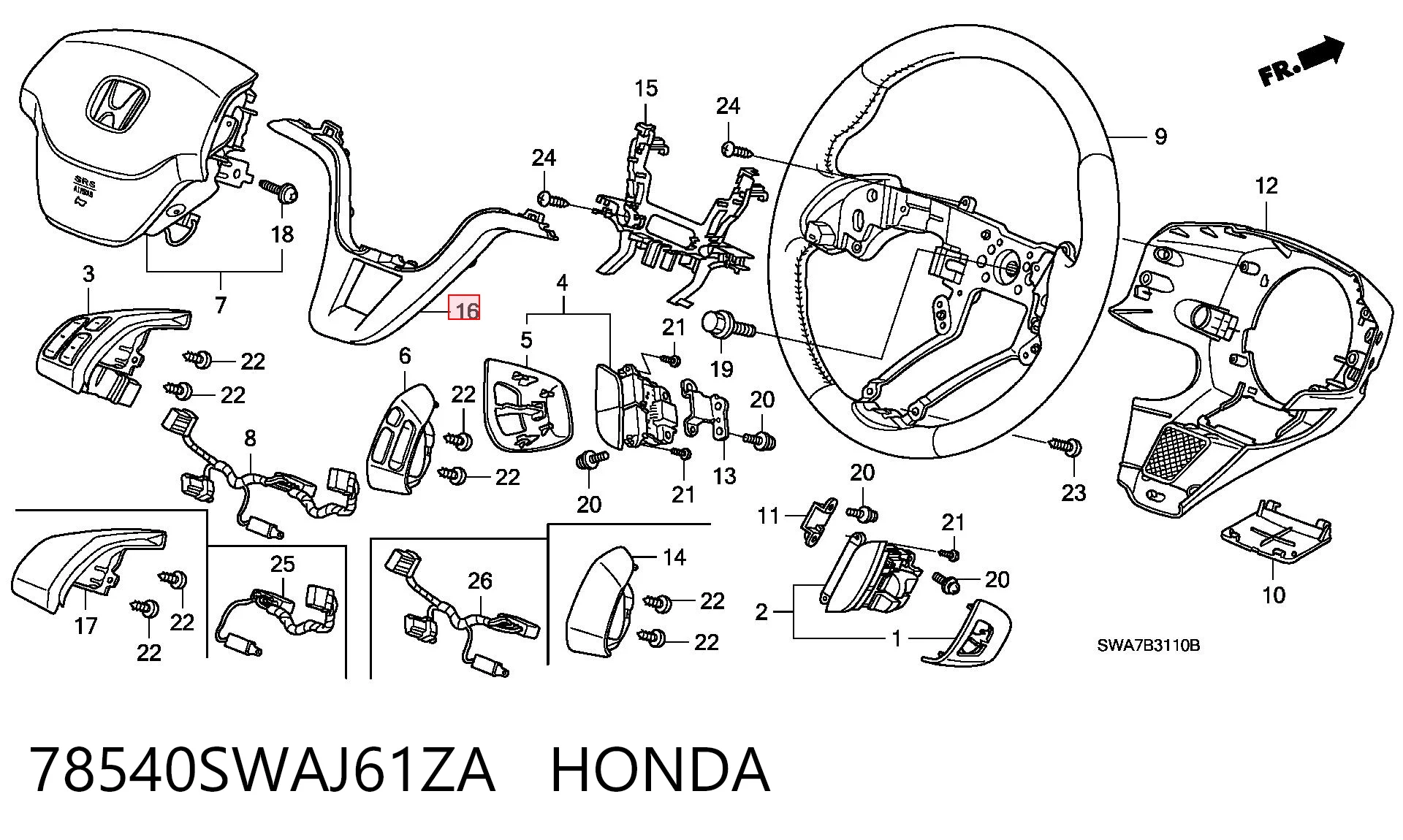 78540SWAJ61ZA Honda 