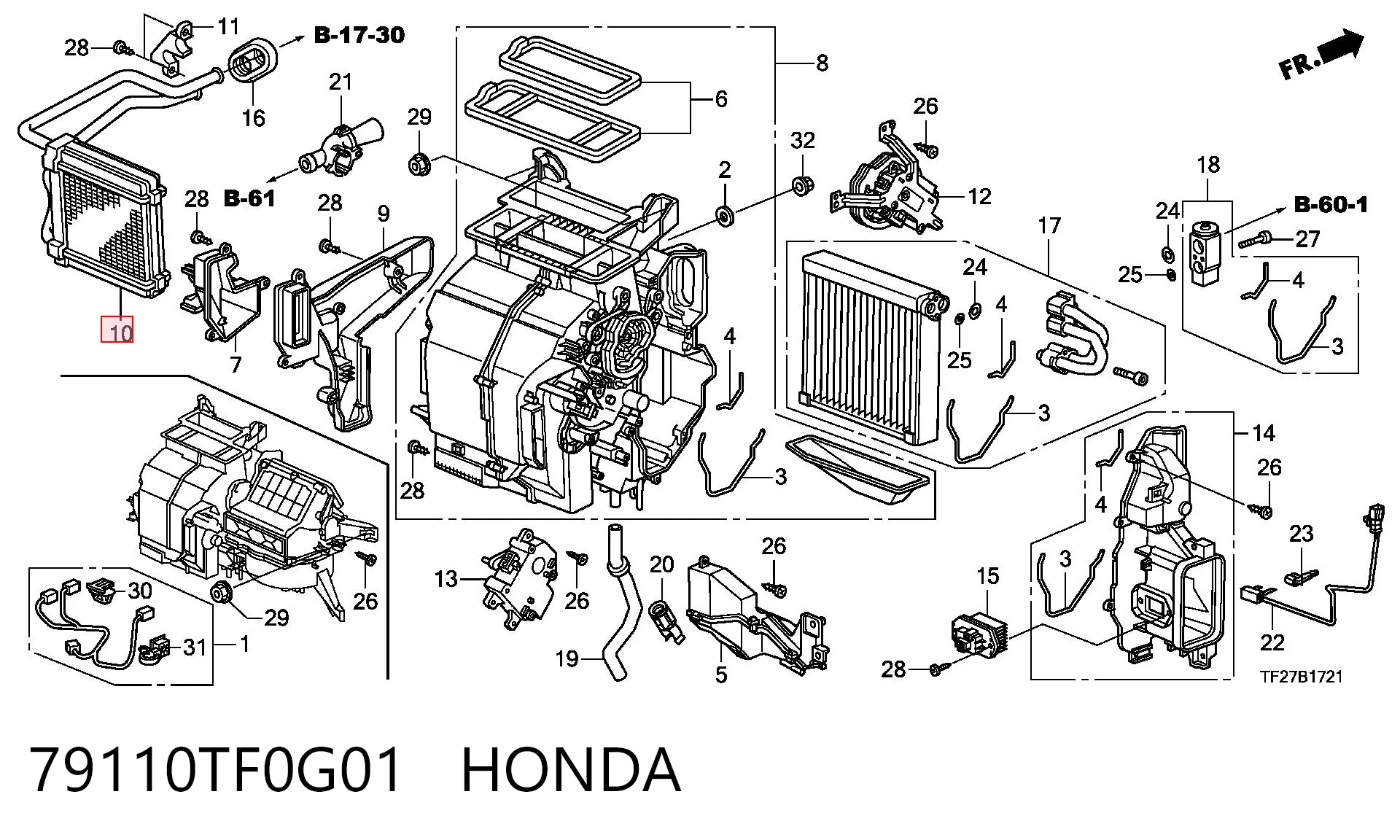 79110TF0G01 Honda Радиатор отопителя салона