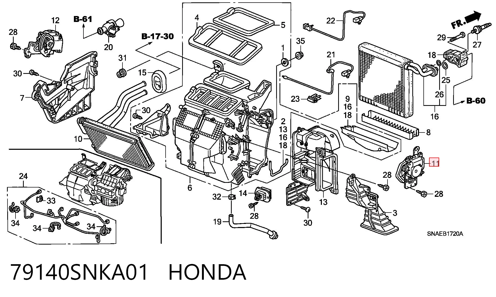 79140SNKA01 Honda Тяга привода заслонки печки