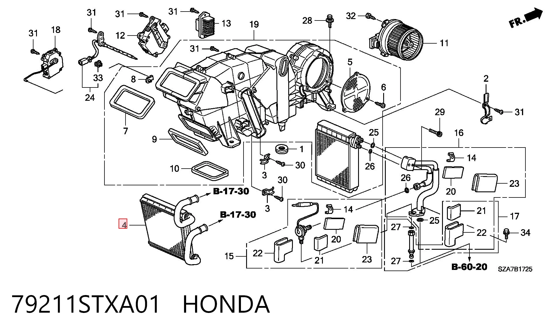 79211STXA01 Honda Отопление кузова заднее