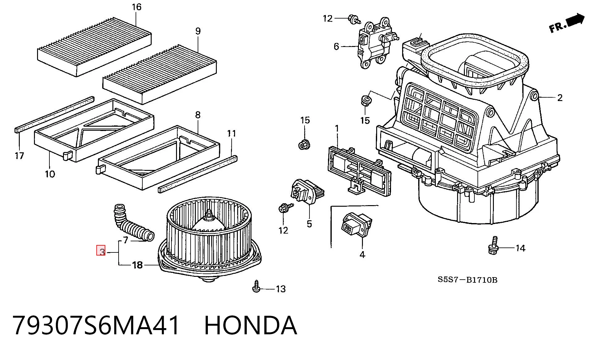 79307S6MA41 Honda Электромотор печки
