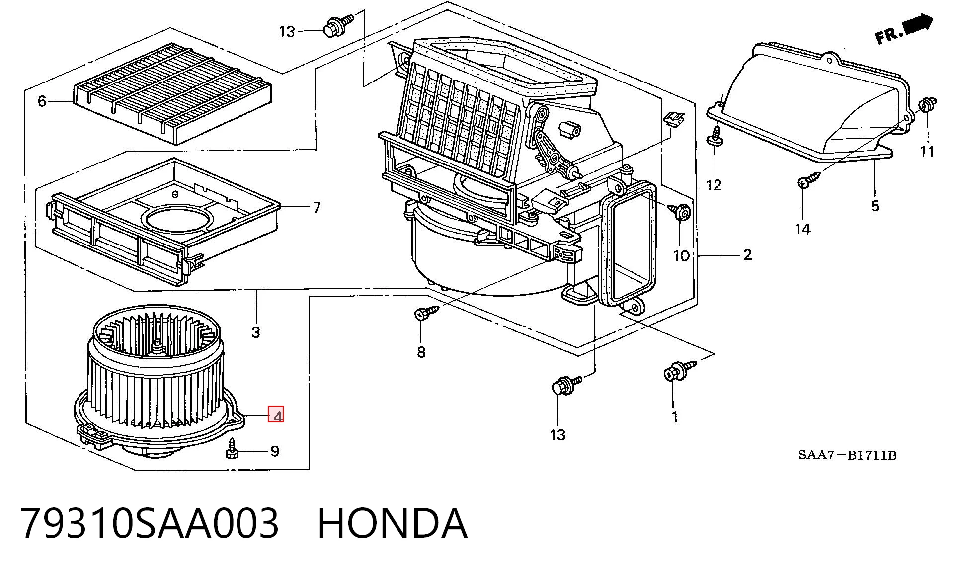 79310SAA003 Honda Электромотор печки