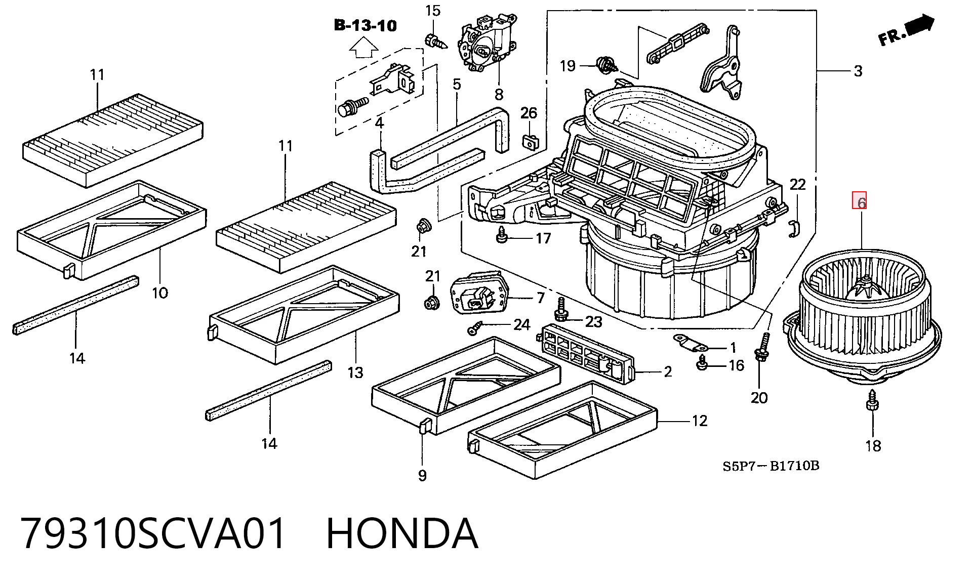 79310SCVA01 Honda Электромотор печки