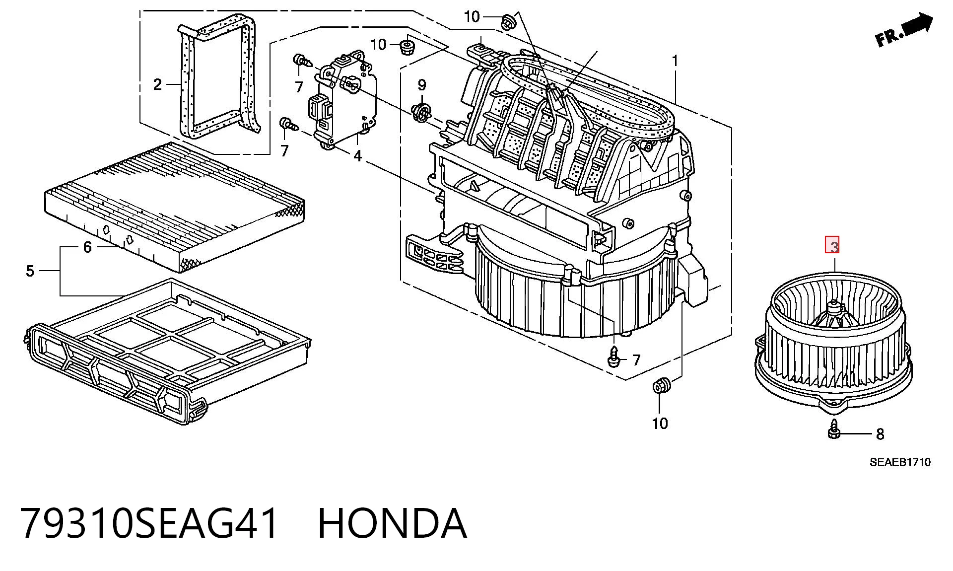 Электромотор печки на Honda Accord VII CL, CM