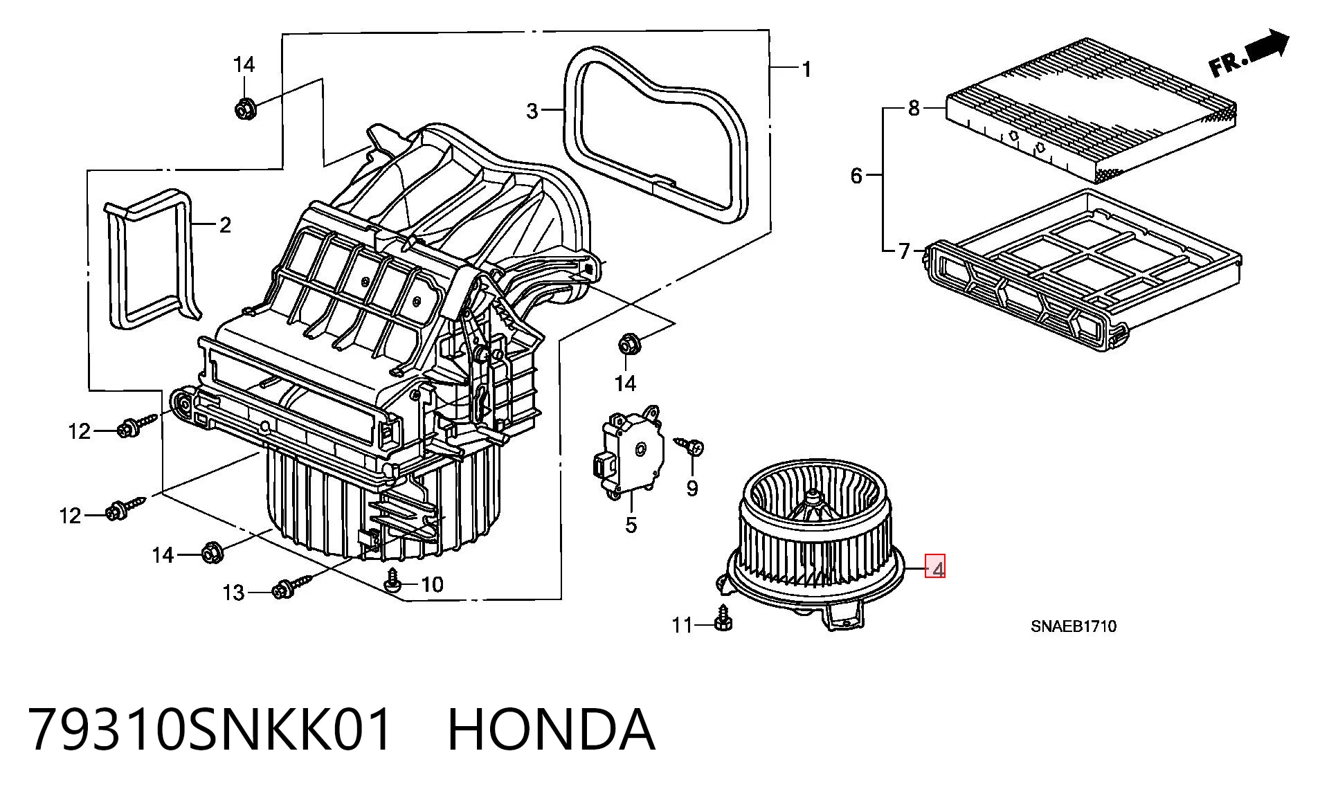 79310SNKK01 Honda Электромотор печки