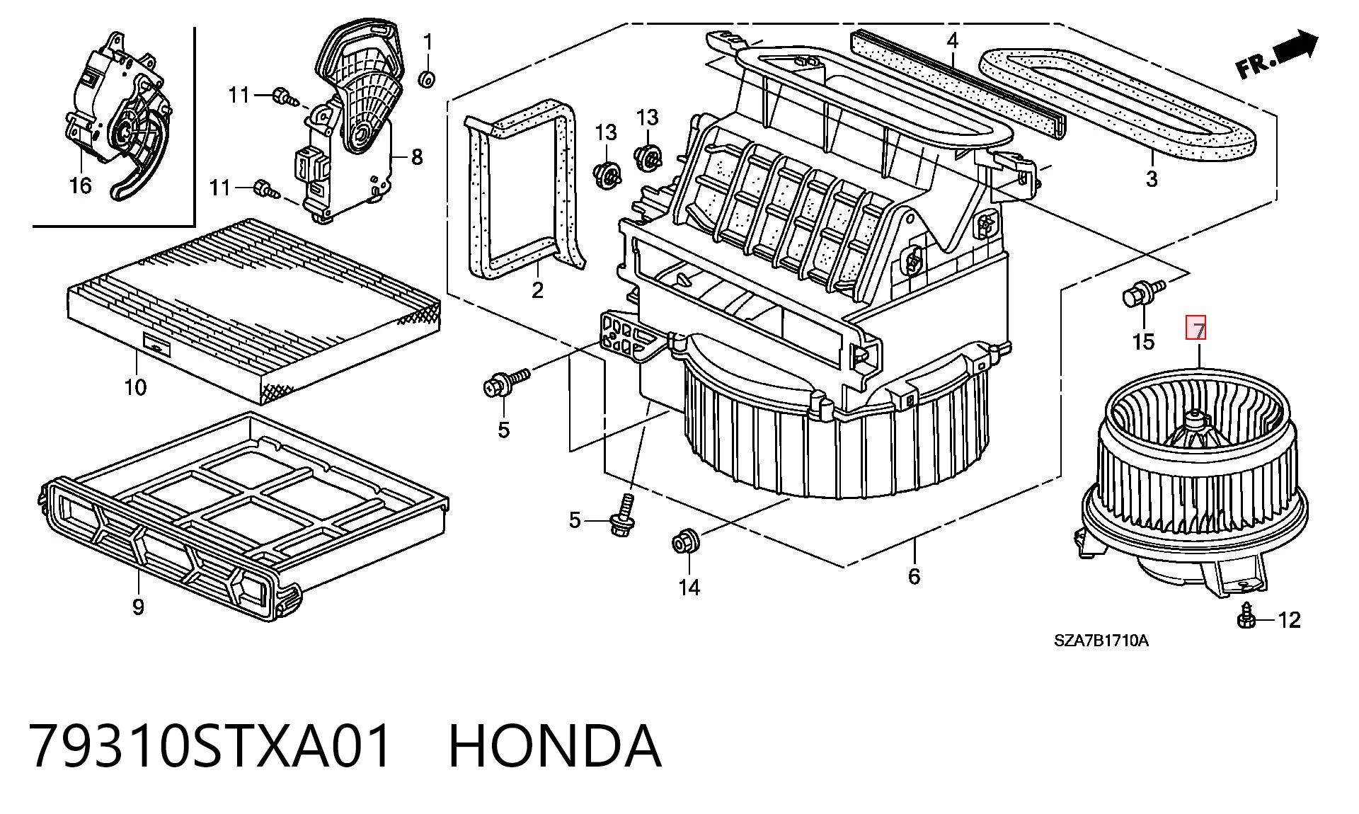 79310STXA01 Honda Электромотор печки