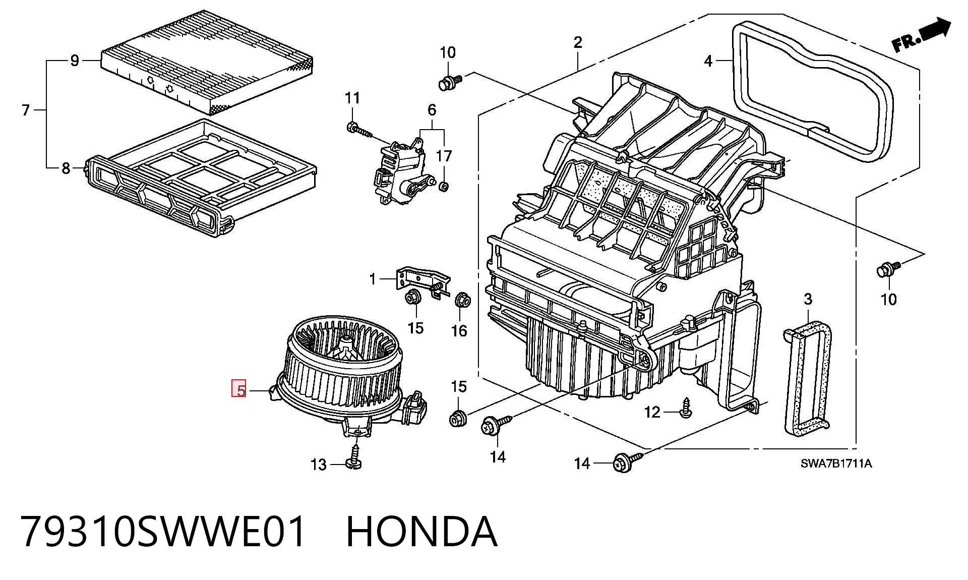 79310SWWE01 Honda Электромотор печки
