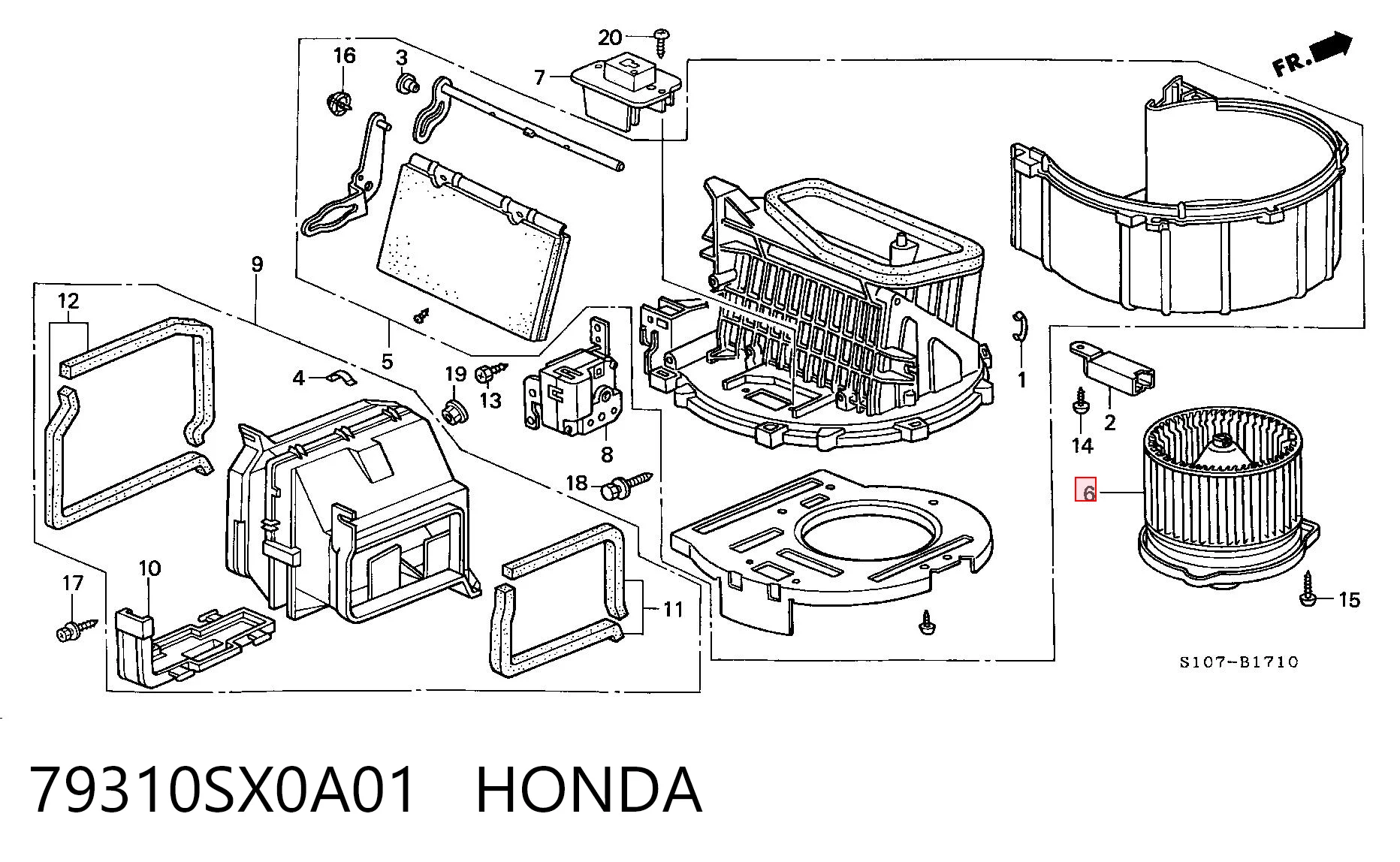 79310SX0A01 Honda Электромотор печки