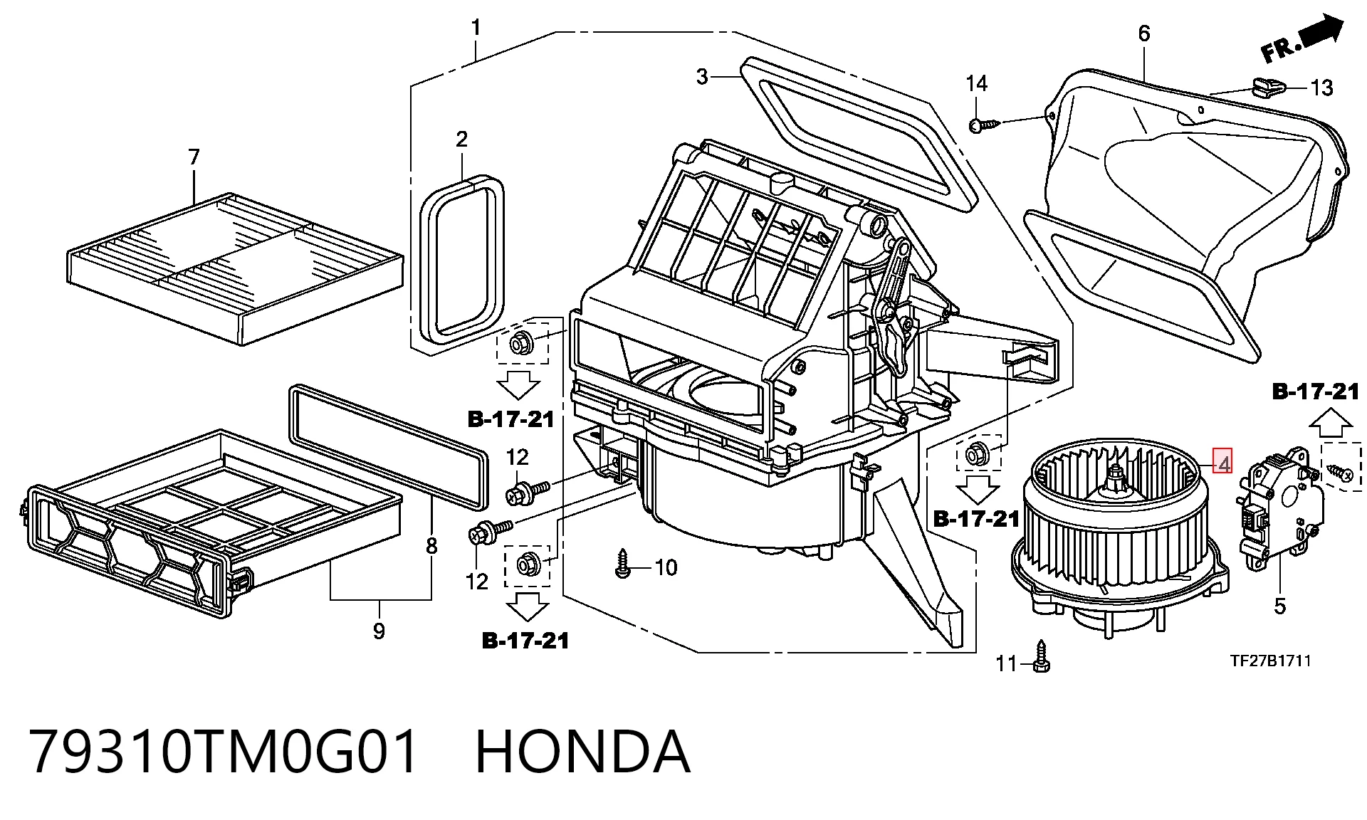 79310TM0G01 Honda Электромотор печки