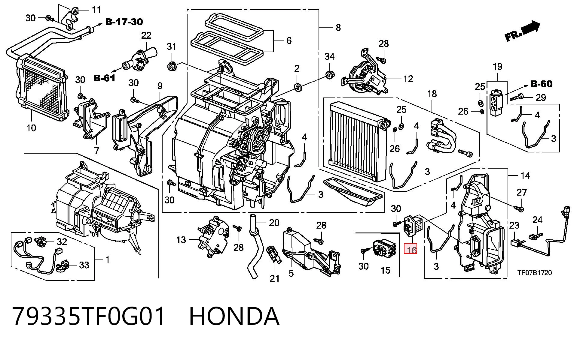 79335TF0G01 Honda Реле печки