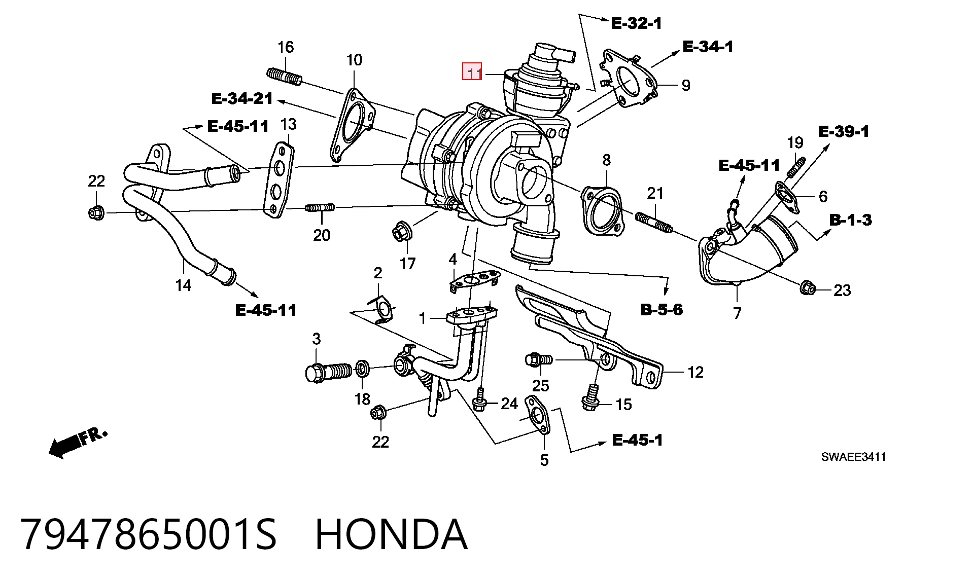 Турбонагнетатель Honda CR-V IV внедорожник (RM) (2012 - 2016) цена, от 245.35 USD