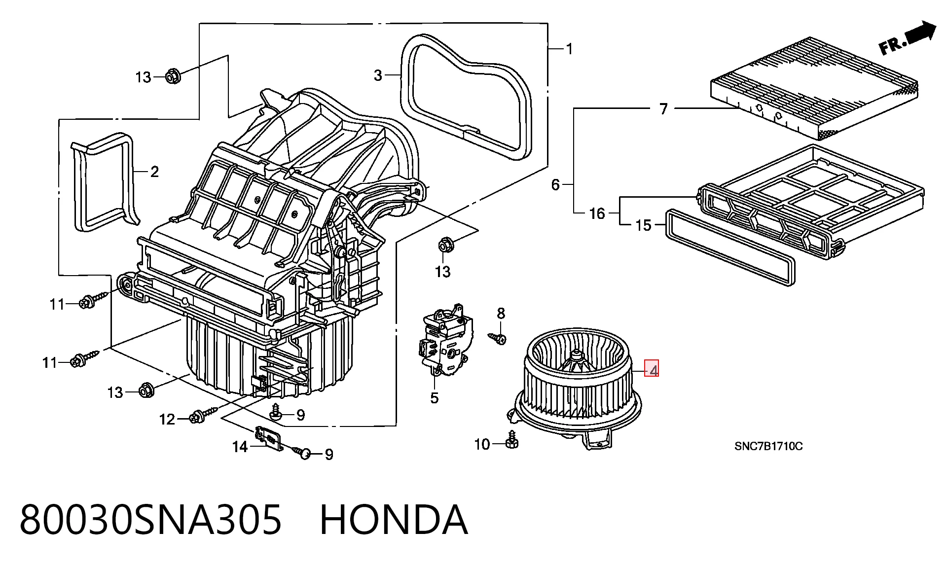 80030SNA305 Honda Электромотор печки