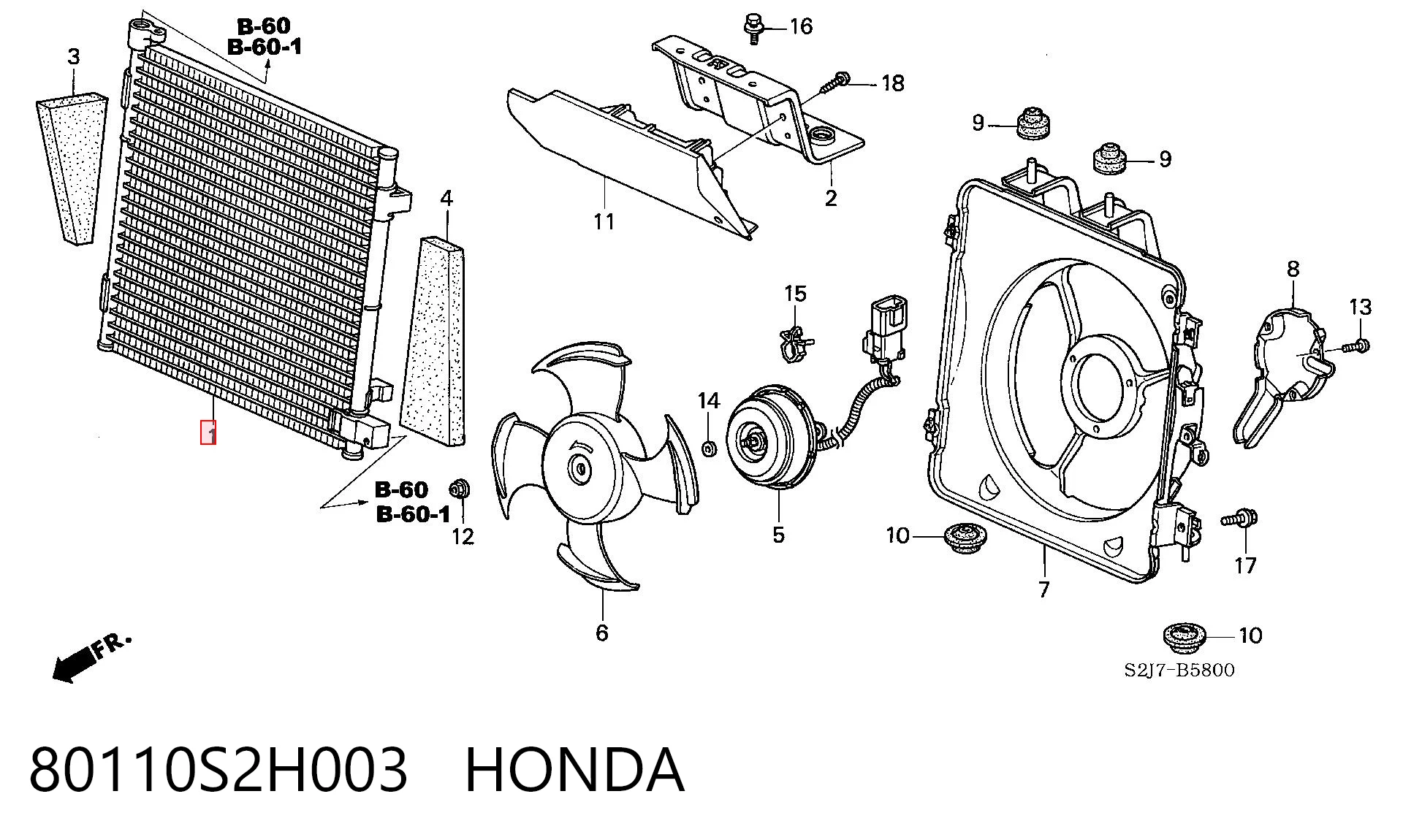 80110S2H003 Honda Конденсатор