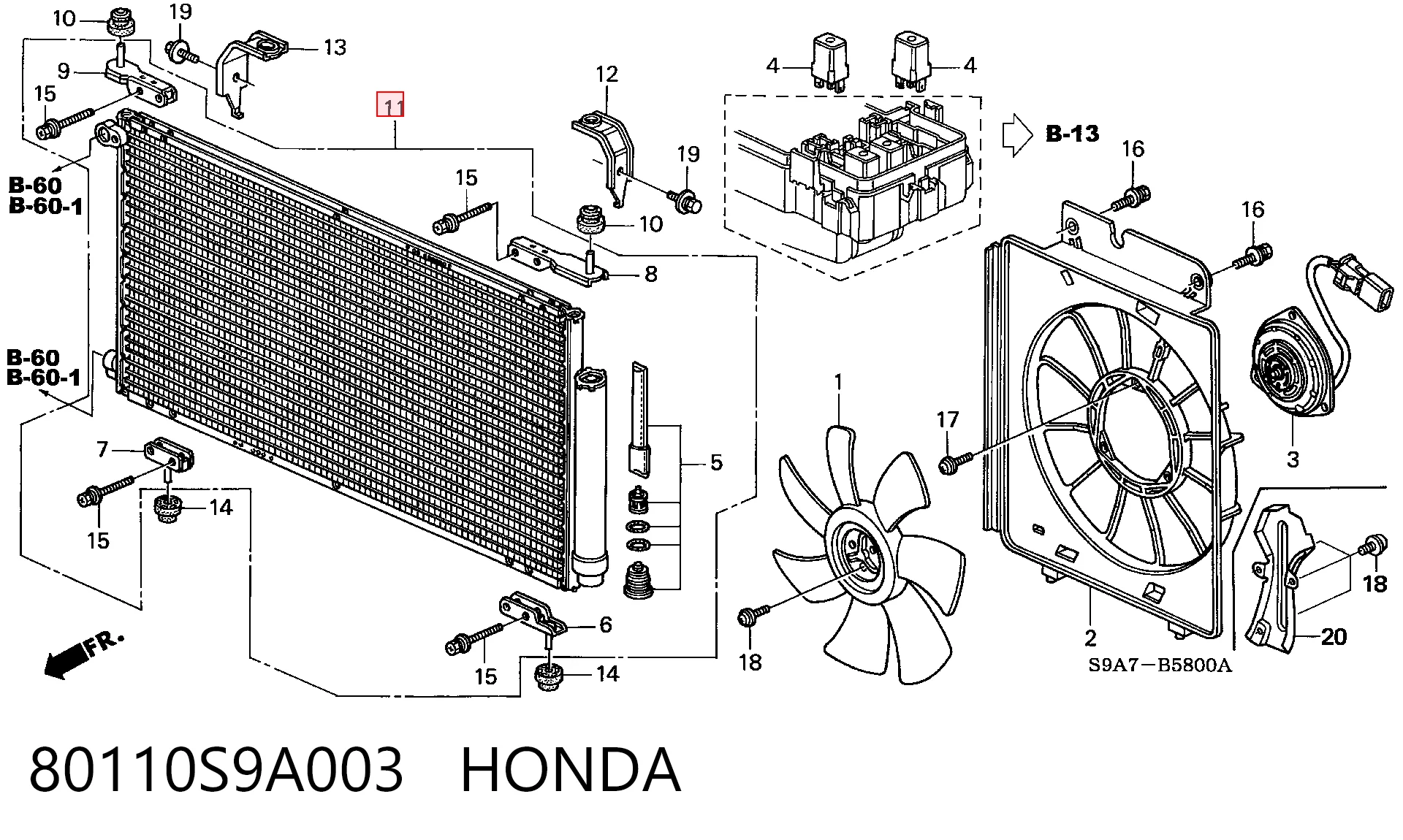 80110S9A003 Honda Конденсатор
