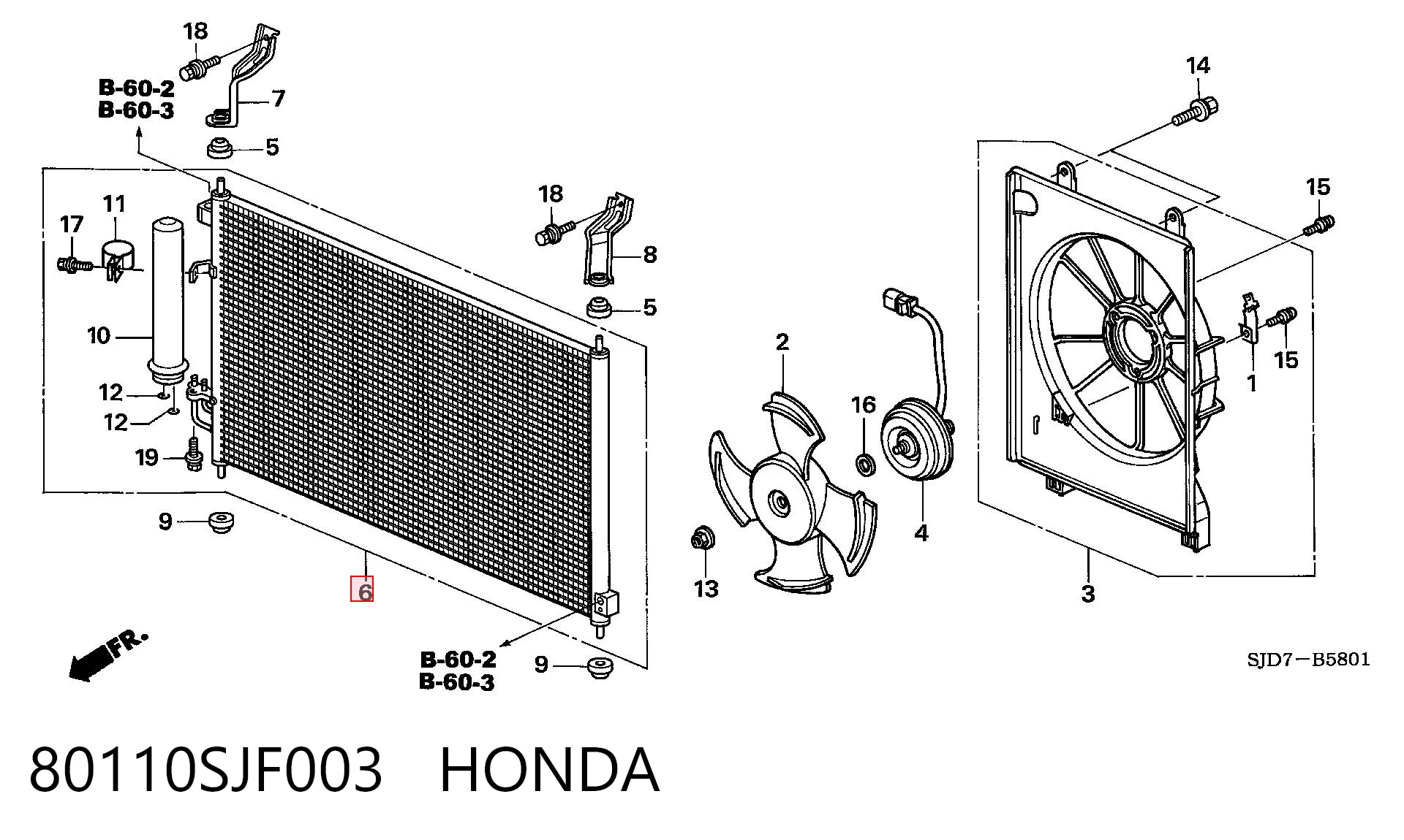 Радиатор кондиционера HONDA 80110SJF003