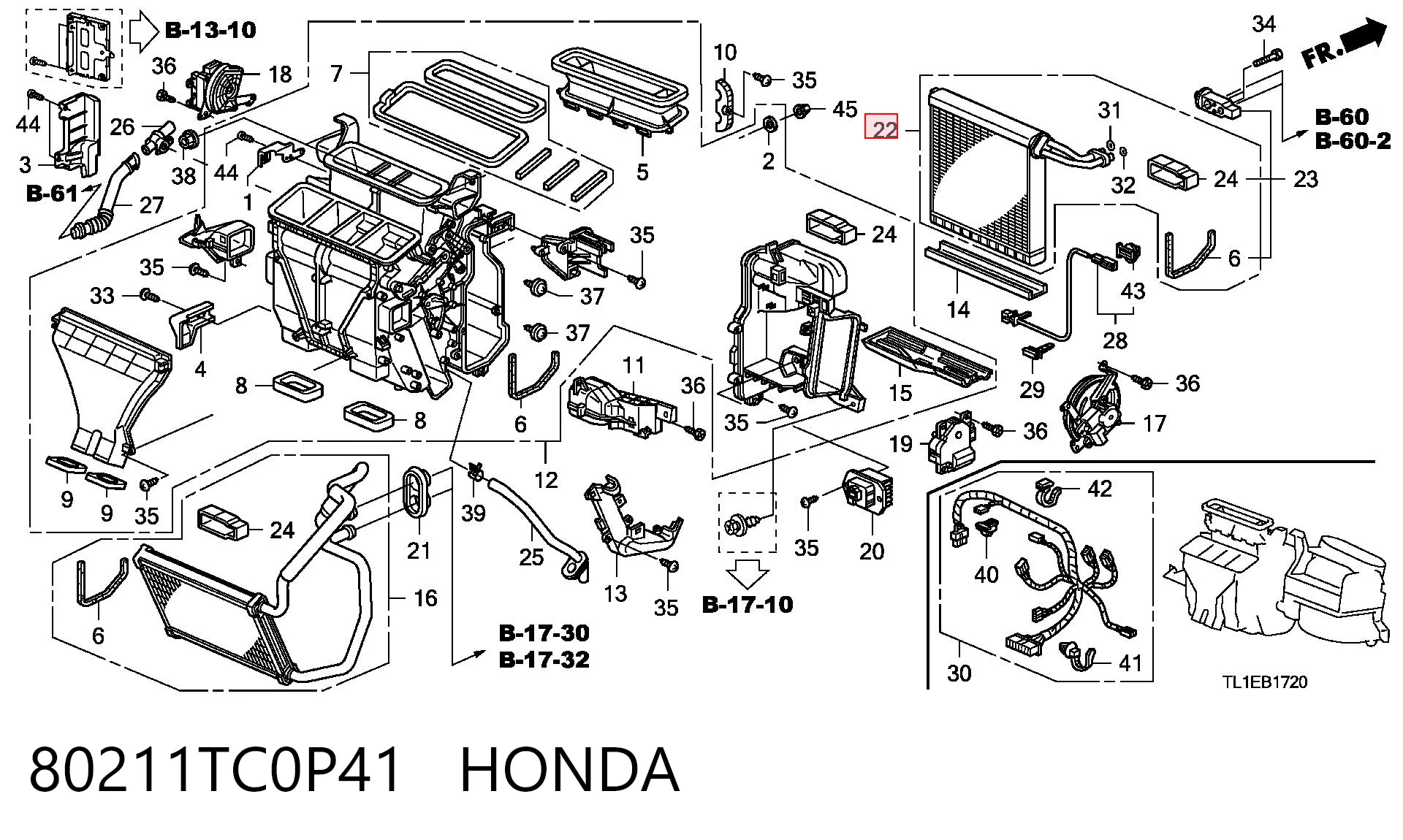 80211TC0P41 Honda Радиатор отопителя салона