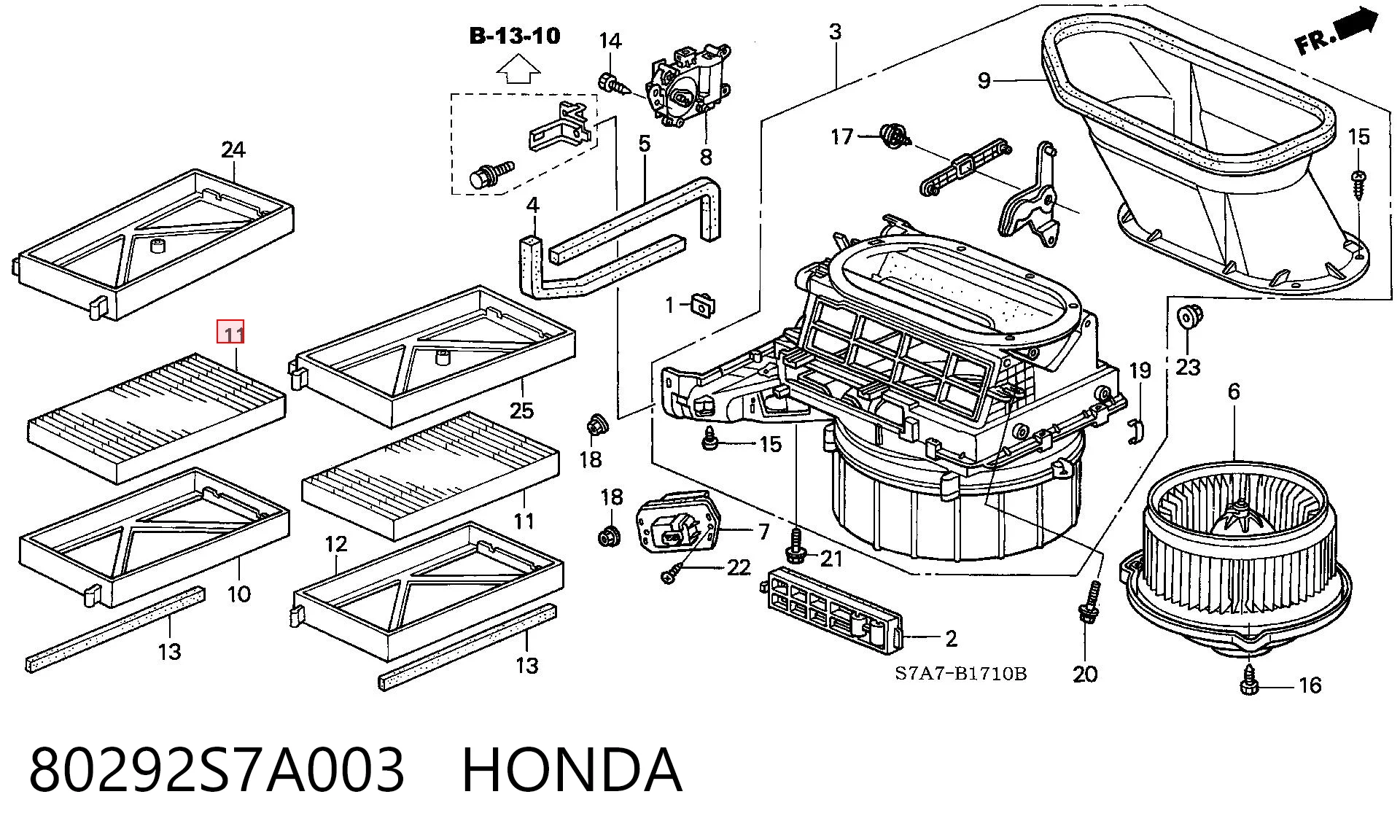 Фильтр салона HONDA 80292S7A003