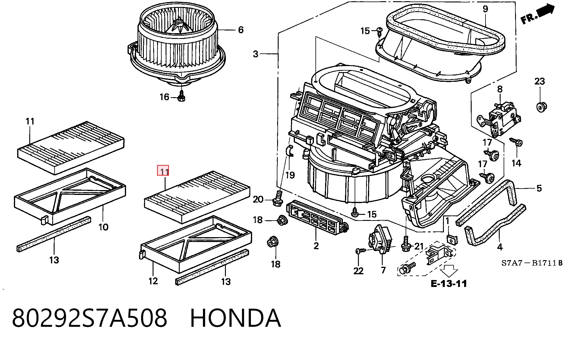 Фильтр салона HONDA 80292S7A508