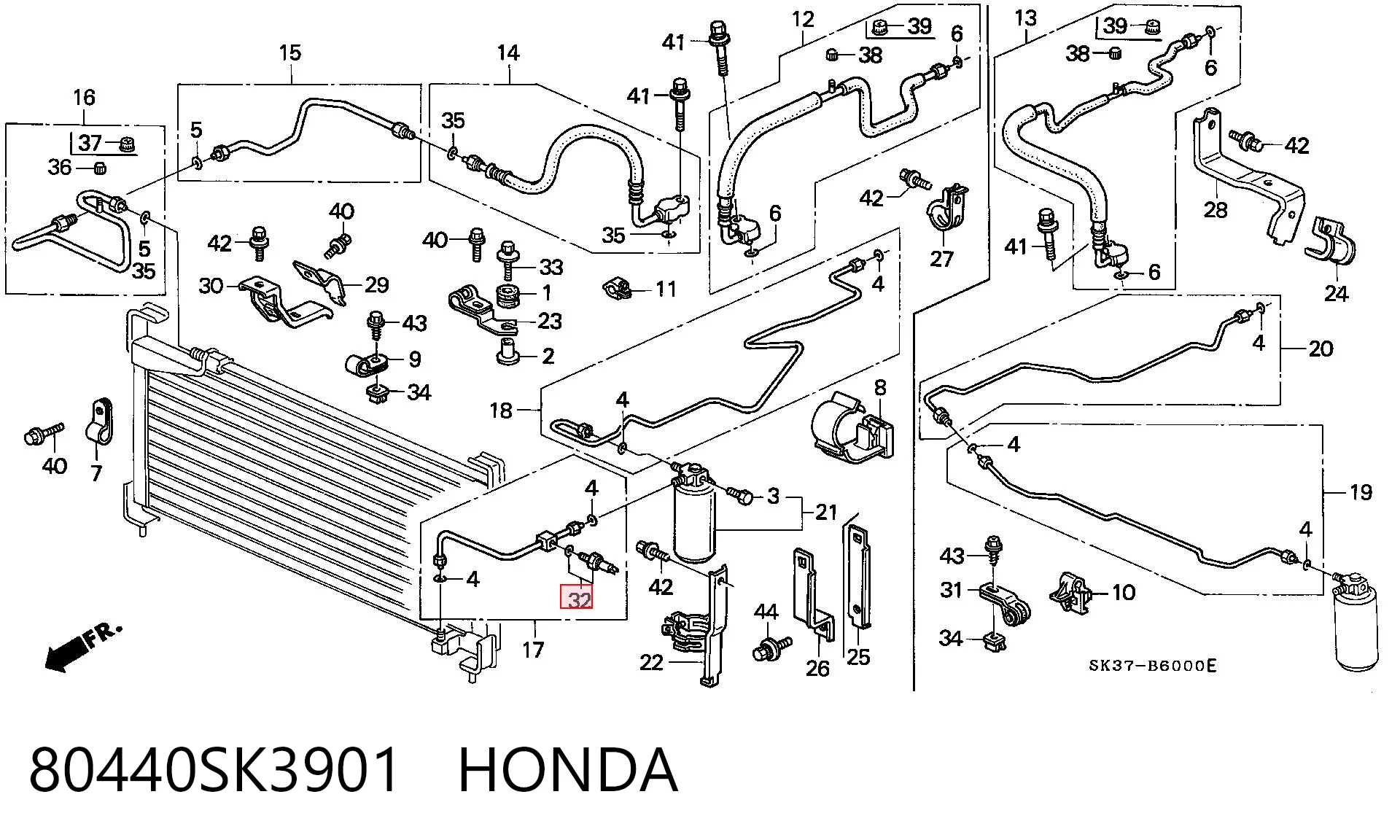 80440SK3901 Honda Клапан давления кондиционера